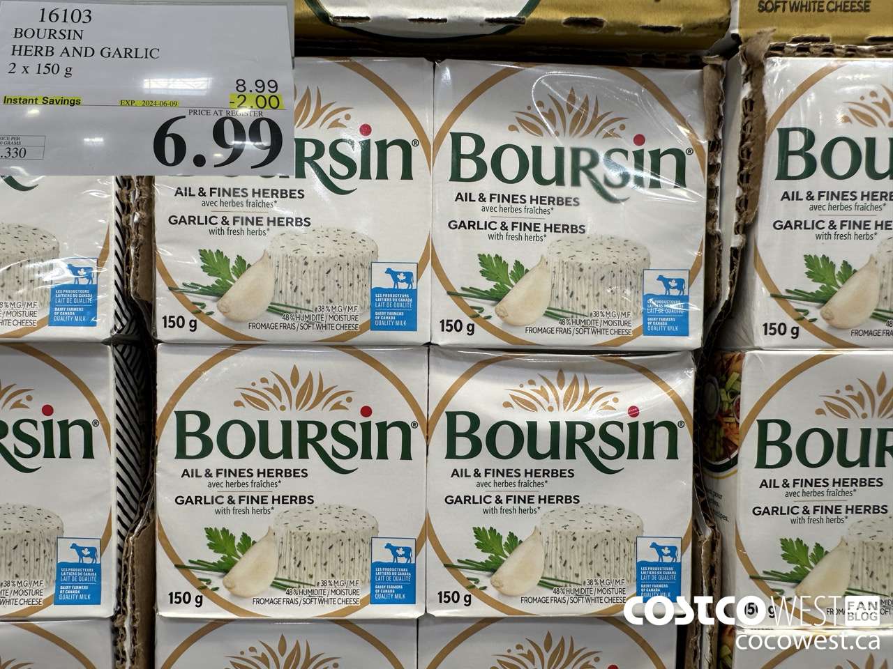 16103 BOURSIN HERB AND GARLIC 2 x 150 g ($2.00 INSTANT SAVINGS EXPIRES ON 2024-06-09) $6.99