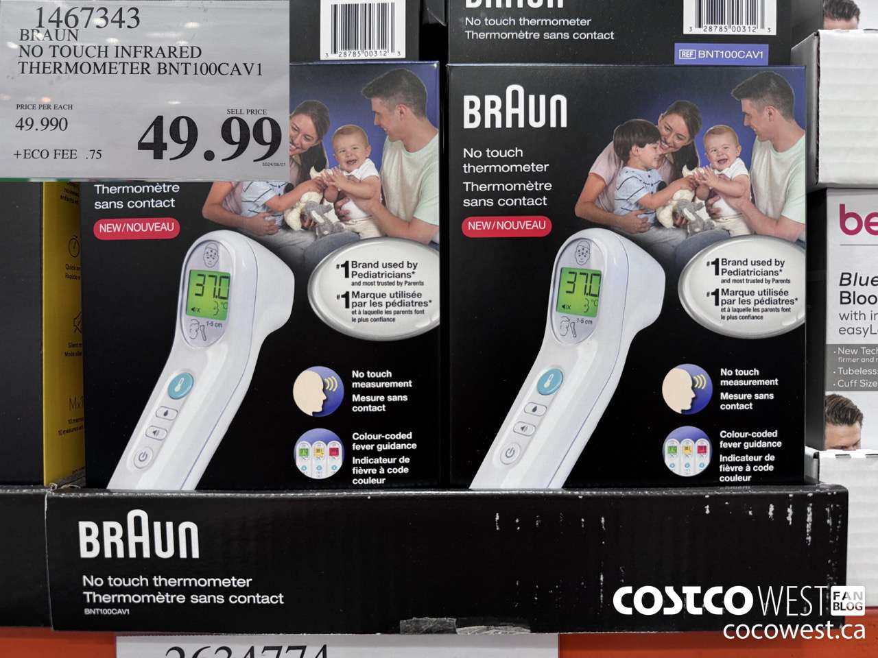 1467343 BRAUN NO TOUCH INFRARED THERMOMETER BNT100CAV1 $49.99