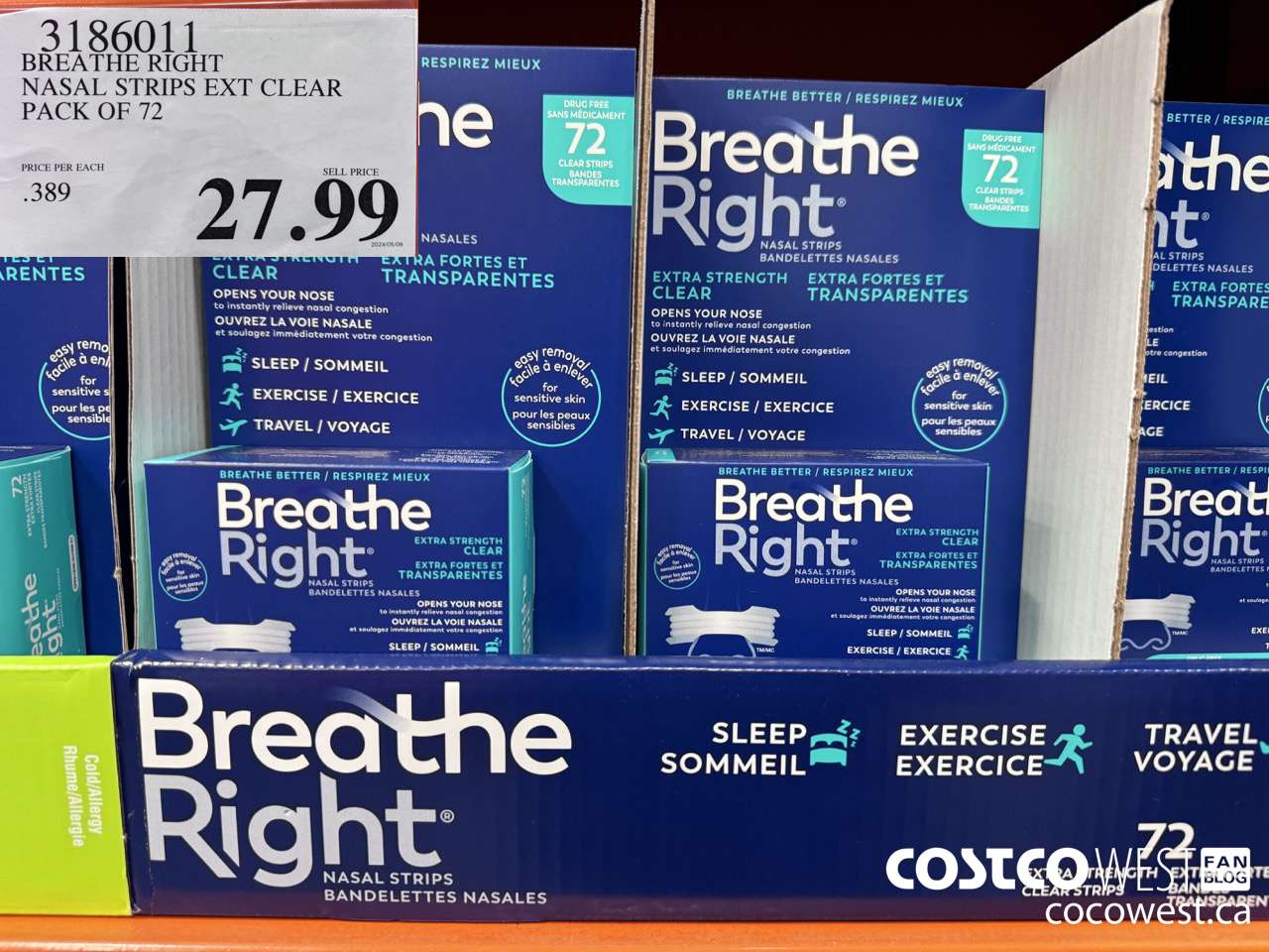 3186011 BREATHE RIGHT NASAL STRIPS EXT CLEAR PACK OF 72 $27.99