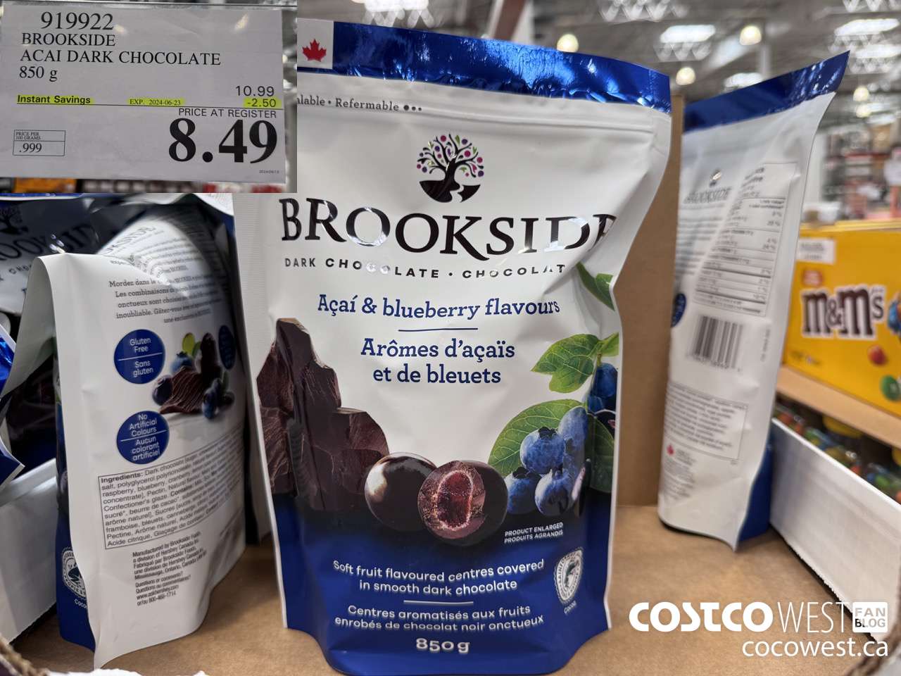 919922 BROOKSIDE ACAI DARK CHOCOLATE 850 g ($2.50 INSTANT SAVINGS EXPIRES ON 2024-06-23) $8.49