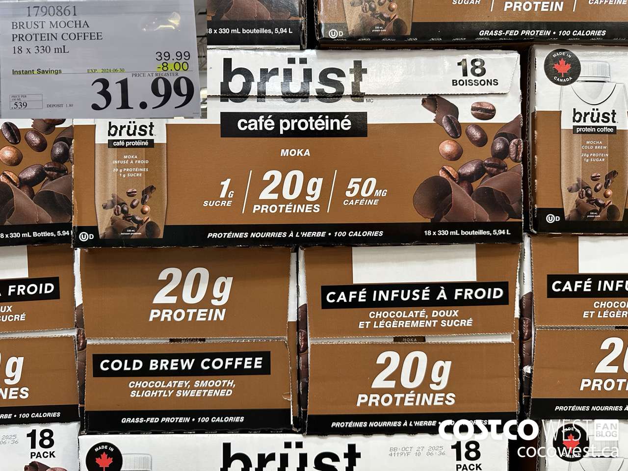 1790861 BRUST MOCHA PROTEIN COFFEE 18 X 330ML ($8.00 INSTANT SAVINGS EXPIRES ON 2024-06-30) $31.99