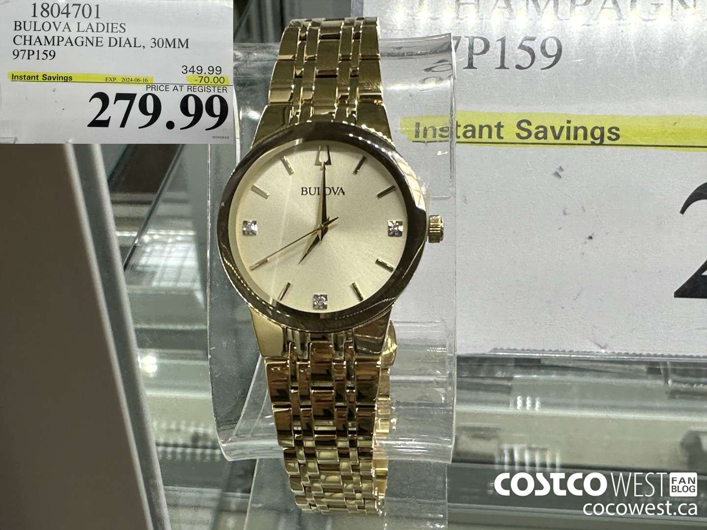 1804701 BULOVA LADIES CHAMPAGNE DIAL, 30MM 97P159 ($70.00 INSTANT SAVINGS EXPIRES ON 2024-06-16) $279.99