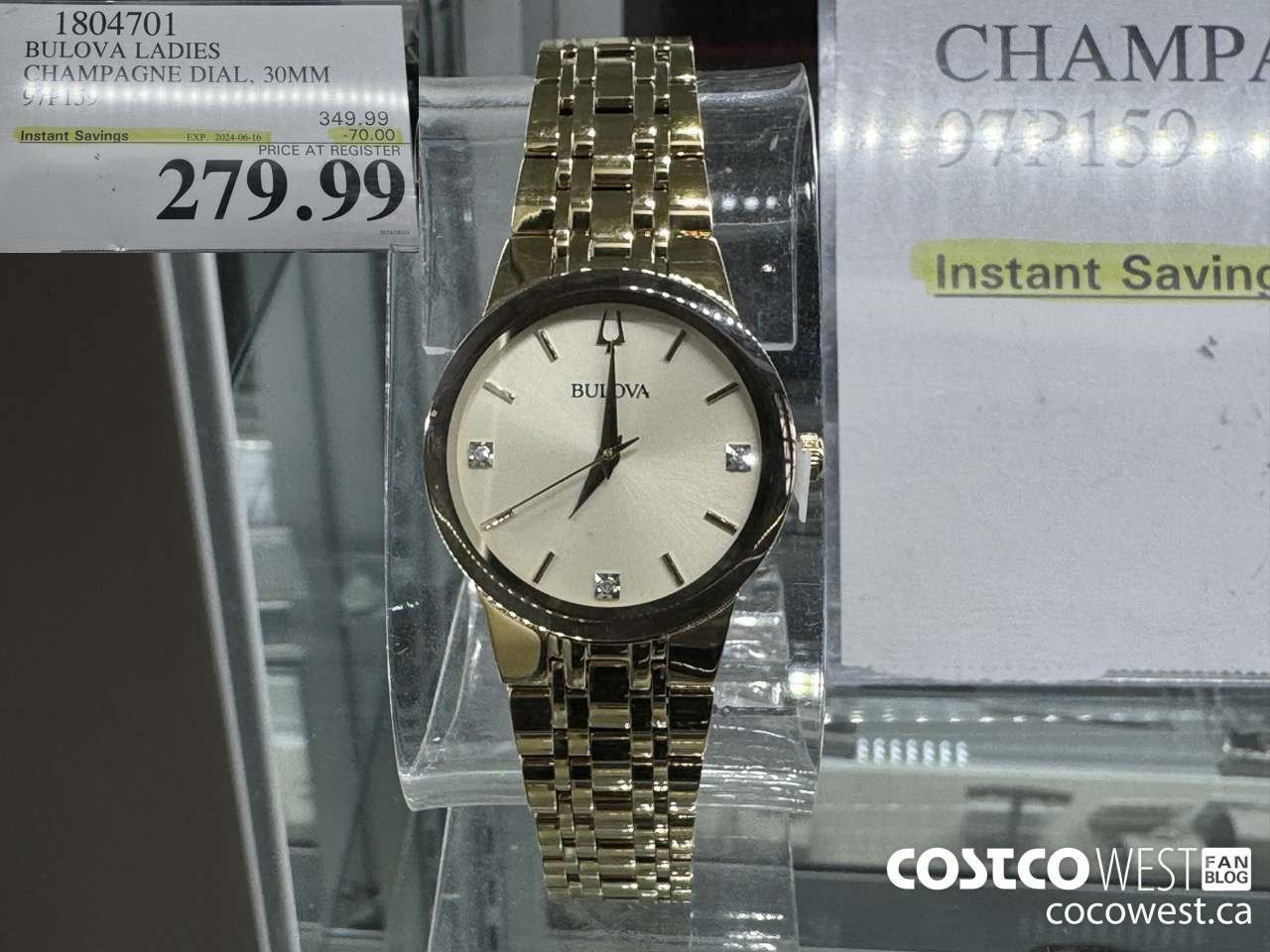 1804701 BULOVA LADIES CHAMPAGNE DIAL, 30MM 97P159 ($70.00 INSTANT SAVINGS EXPIRES ON 2024-06-16) $279.99