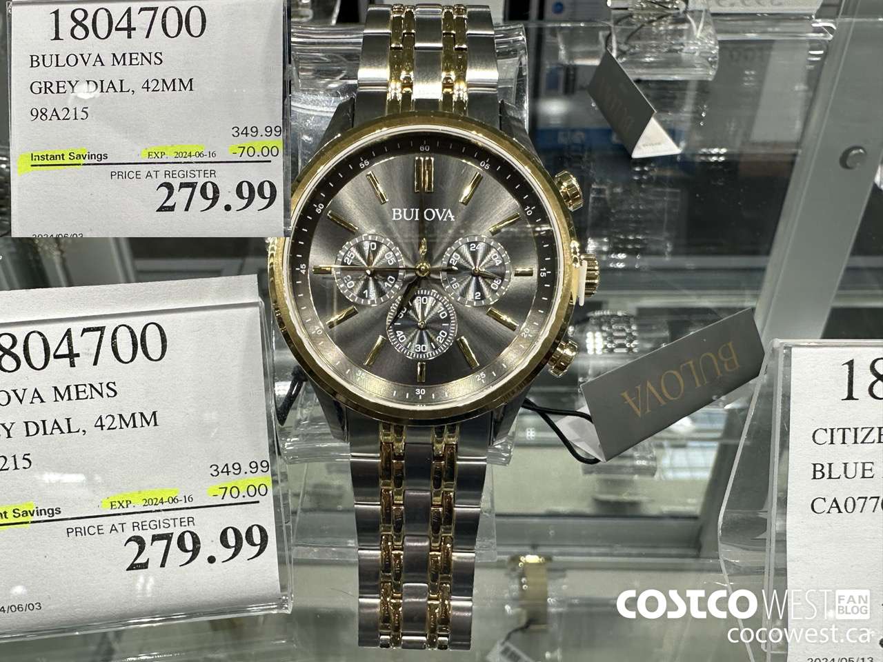 1804700 BULOVA MENS GREY DIAL, 42MM 98A215 ($70.00 INSTANT SAVINGS EXPIRES ON 2024-06-16) $279.99