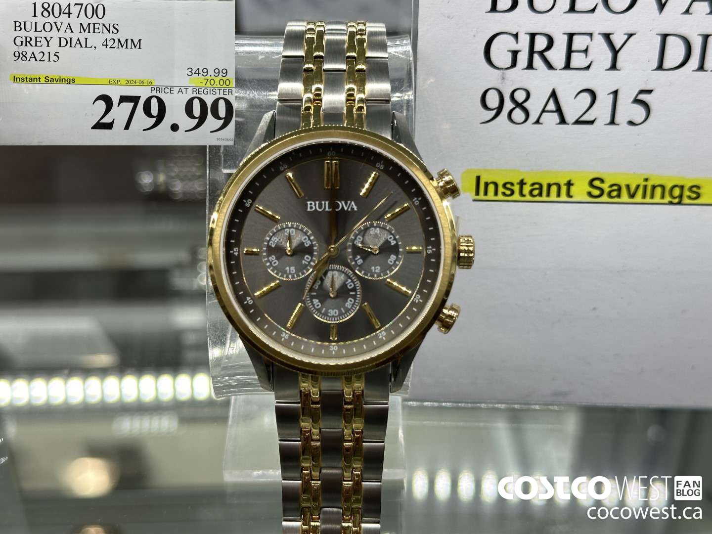 1804700 BULOVA MENS GREY DIAL, 42MM 98A215 ($70.00 INSTANT SAVINGS EXPIRES ON 2024-06-16) $279.99