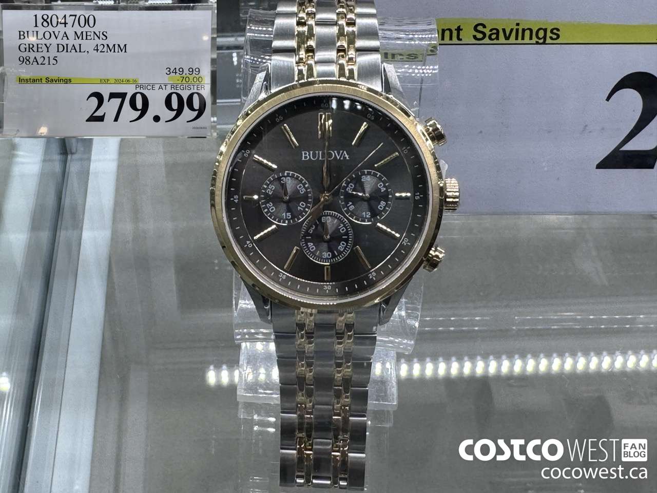 1804700 BULOVA MENS GREY DIAL, 42MM 98A215 ($70.00 INSTANT SAVINGS EXPIRES ON 2024-06-16) $279.99