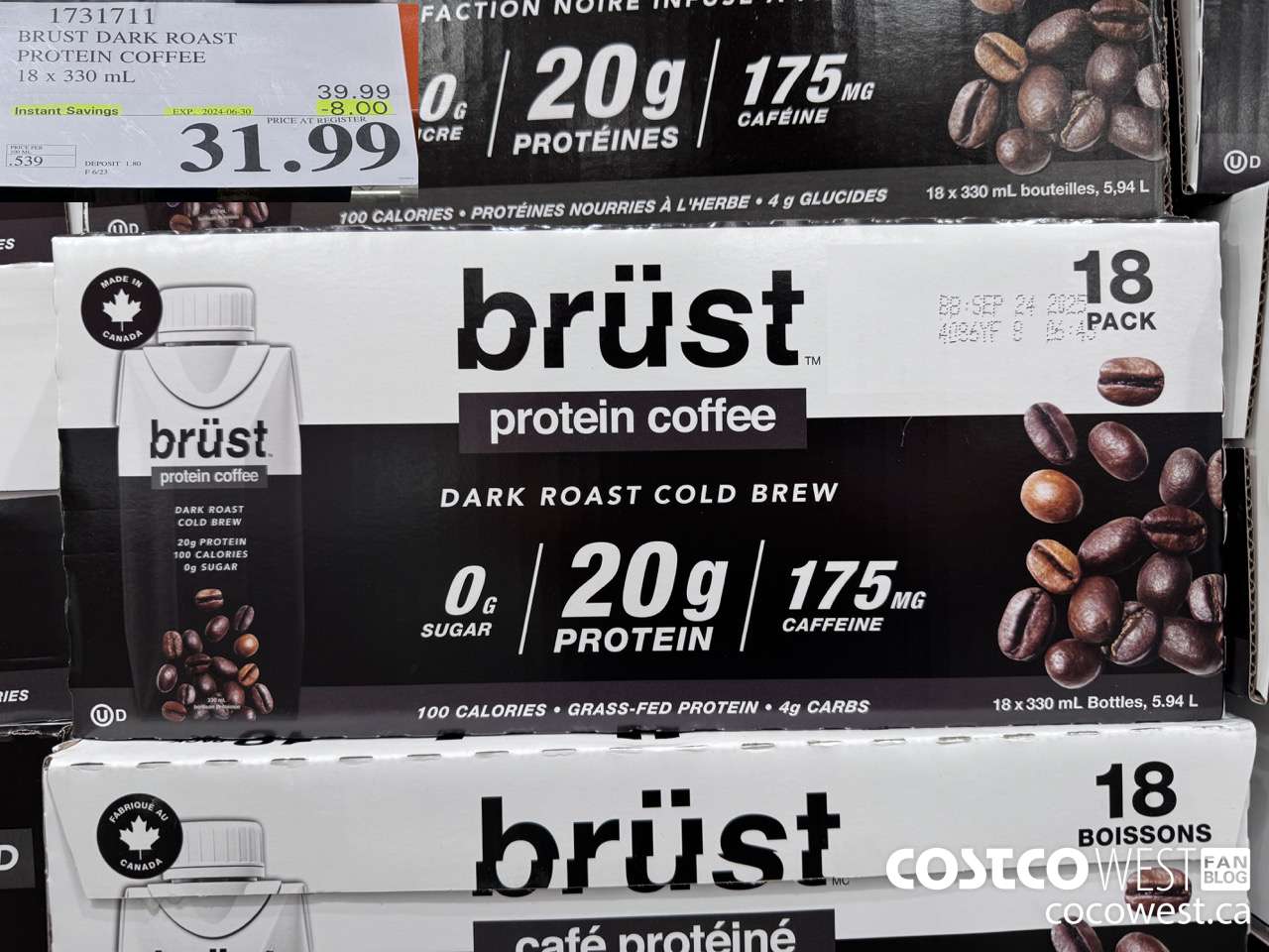 1731711 BURST DARK ROAST PROTEIN COFFEE 18 X 330ML ($8.00 INSTANT SAVINGS EXPIRES ON 2024-06-30) $31.99