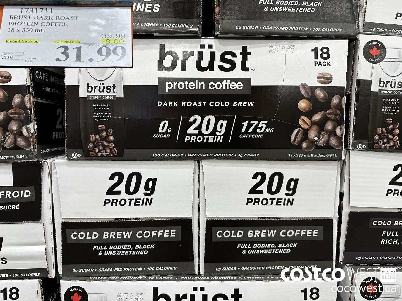 1731711 BURST DARK ROAST PROTEIN COFFEE 18 X 330ML ($8.00 INSTANT SAVINGS EXPIRES ON 2024-06-30) $31.99
