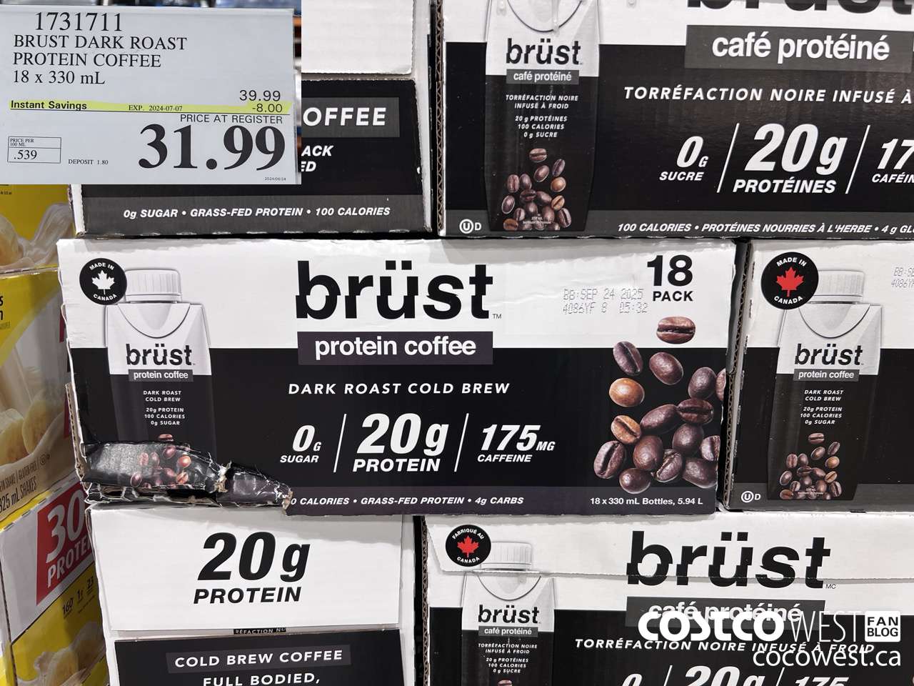 1731711 BURST DARK ROAST PROTEIN COFFEE 18 X 330ML ($8.00 INSTANT SAVINGS EXPIRES ON 2024-07-07) $31.99