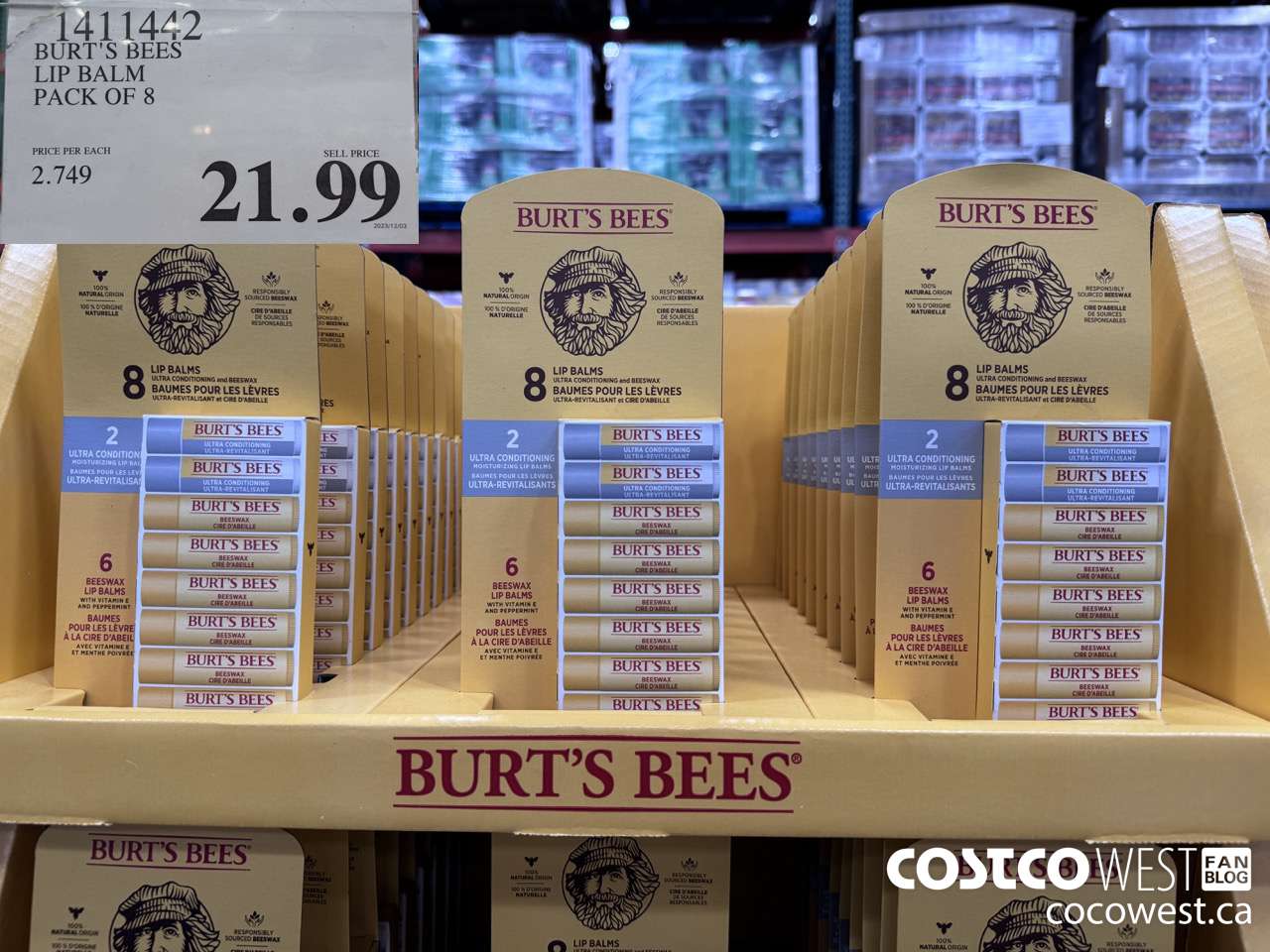 1411442 BURT'S BEES LIP BALM PACK OF 8 $21.99