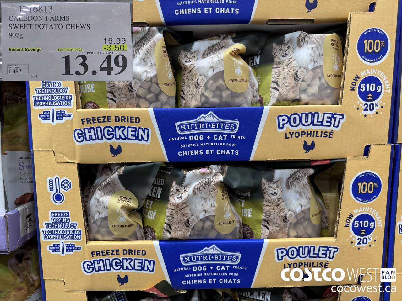 1716813 CALEDON FARMS SWEET POTATO CHEWS 907G ($3.50 INSTANT SAVINGS EXPIRES ON 2024-06-23) $13.49