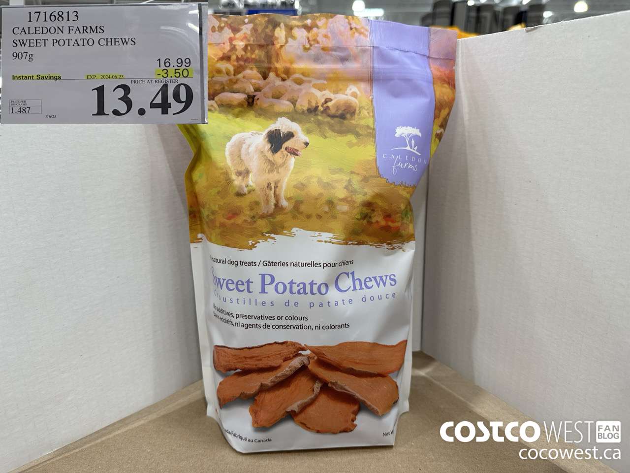 1716813 CALEDON FARMS SWEET POTATO CHEWS 907G ($3.50 INSTANT SAVINGS EXPIRES ON 2024-06-23) $13.49