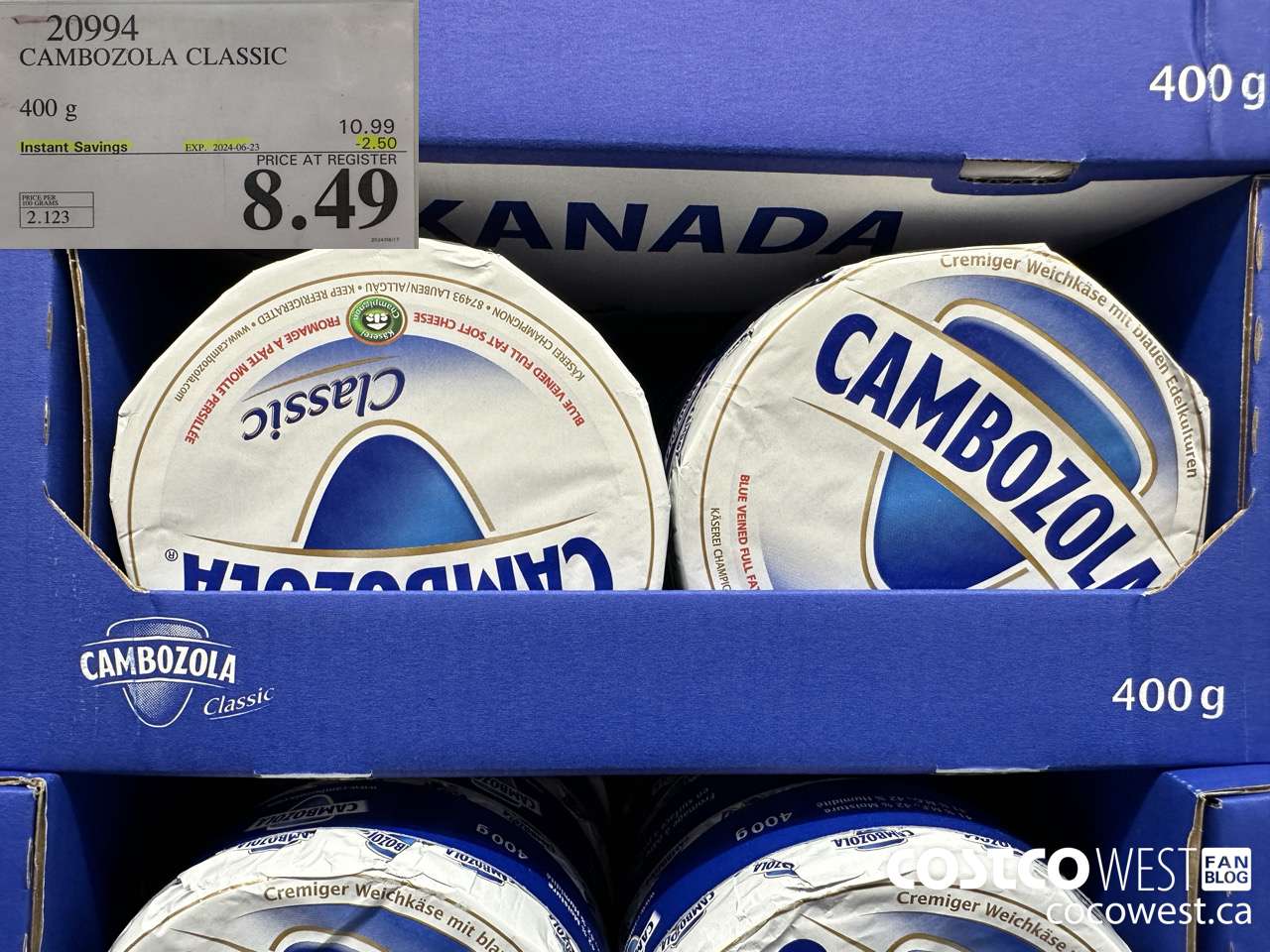 20994 CAMBOZOLA CLASSIC 400 g ($2.50 INSTANT SAVINGS EXPIRES ON 2024-06-23) $8.49