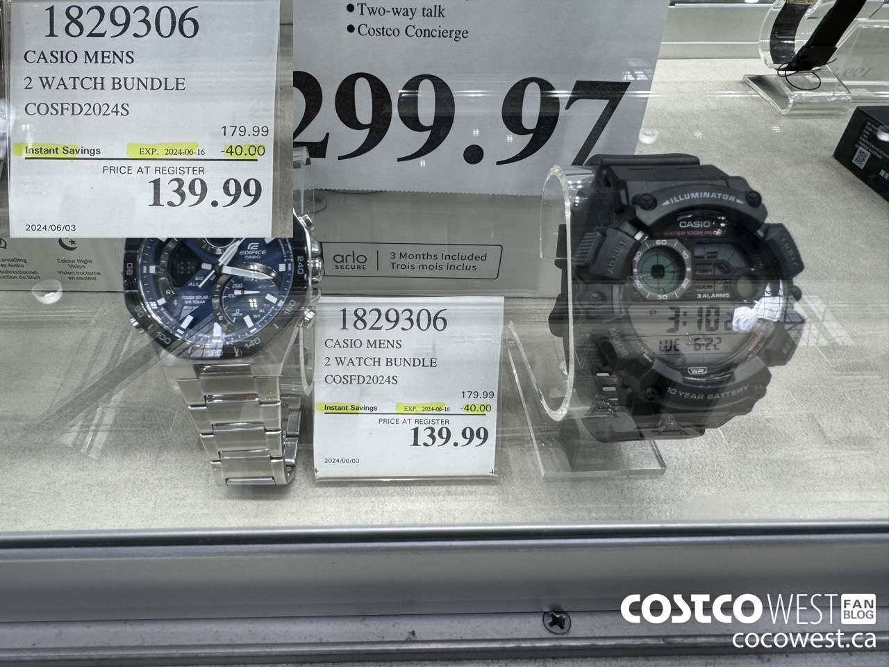 1829306 CASIO MENS 2 WATCH BUNDLE COSFD2024S ($40.00 INSTANT SAVINGS EXPIRES ON 2024-06-16) $139.99