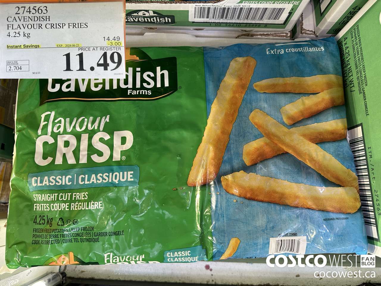 274563 CAVENDISH FLAVOUR CRISP FRIES 4.25 KG ($3.00 INSTANT SAVINGS EXPIRES ON 2024-06-23) $11.49