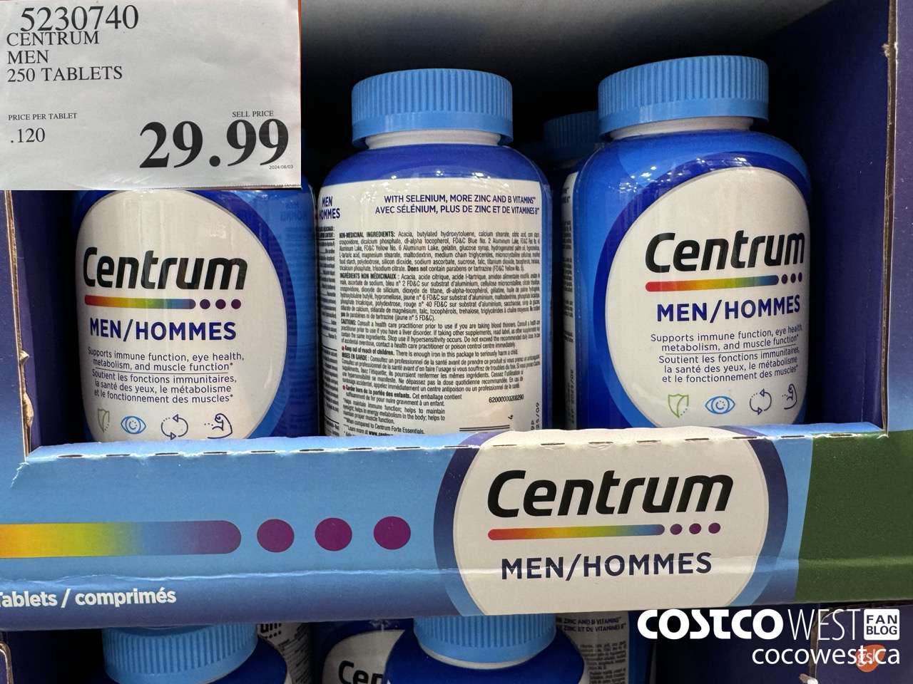 5230740 CENTRUM MEN 250 TABLETS $29.99