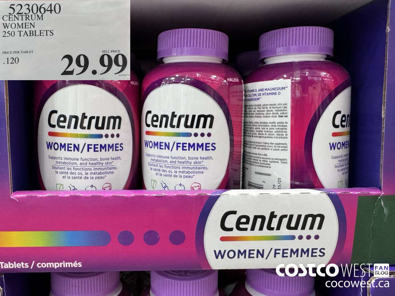 5230640 CENTRUM WOMEN 250 TABLETS $29.99