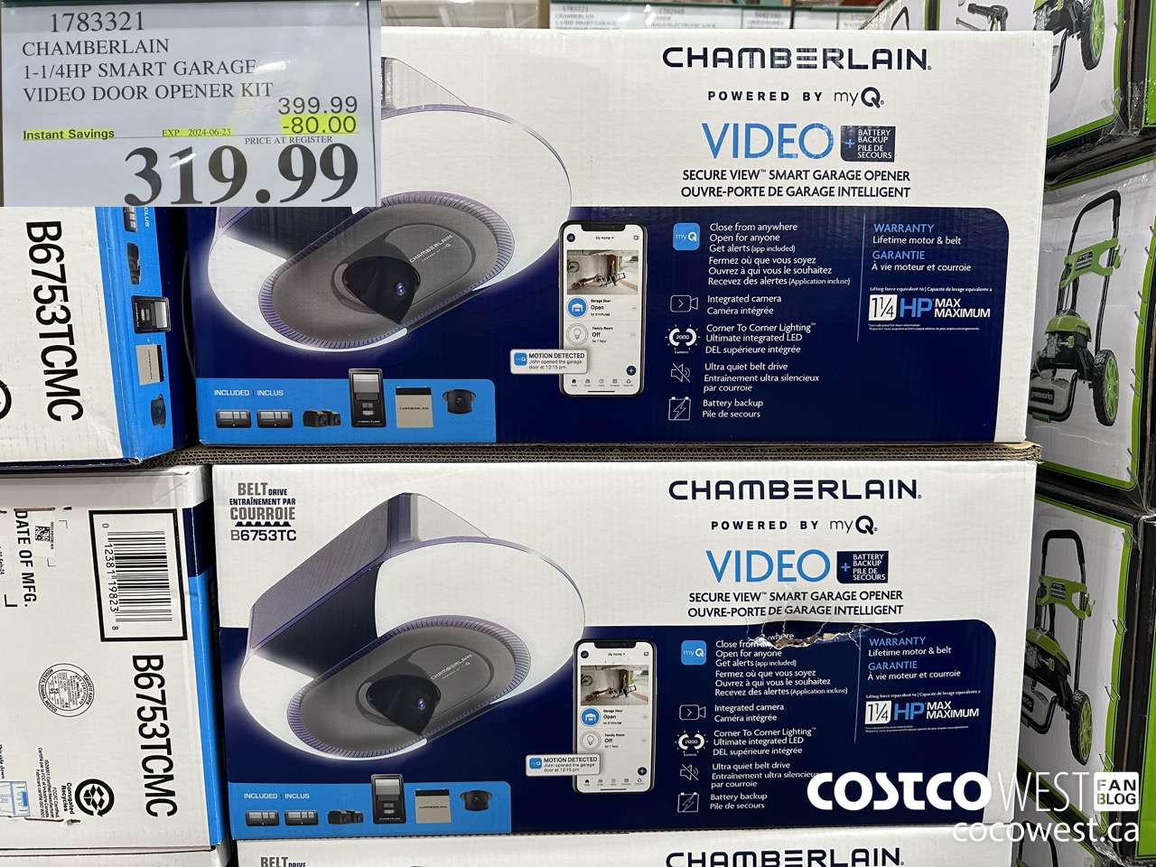 1783321 CHAMBERLAIN 1-1/4 HP SMART GARAGE VIDEO DOOR OPENER KIT ($80.00 INSTANT SAVINGS EXPIRES ON 2024-06-23) $319.99