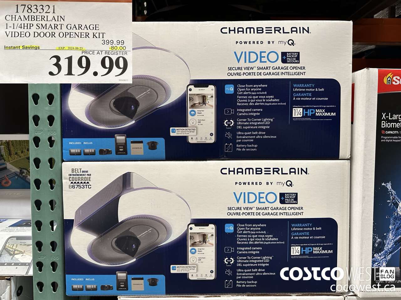 1783321 CHAMBERLAIN 1-1/4 HP SMART GARAGE VIDEO DOOR OPENER KIT ($80.00 INSTANT SAVINGS EXPIRES ON 2024-06-23) $319.99