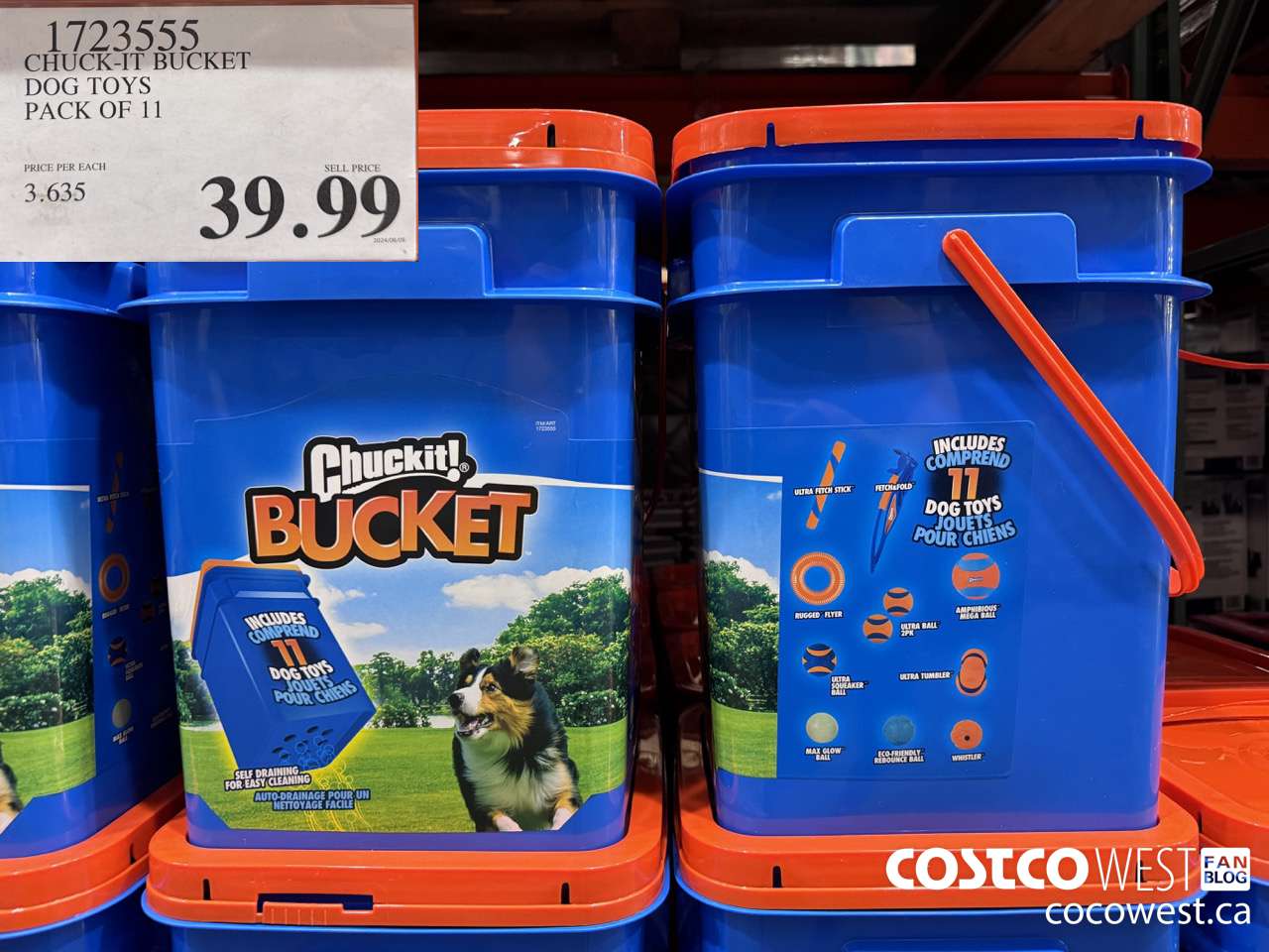 1723555 CHUCK-IT BUCKET DOG TOYS PACK OF 11 $39.99