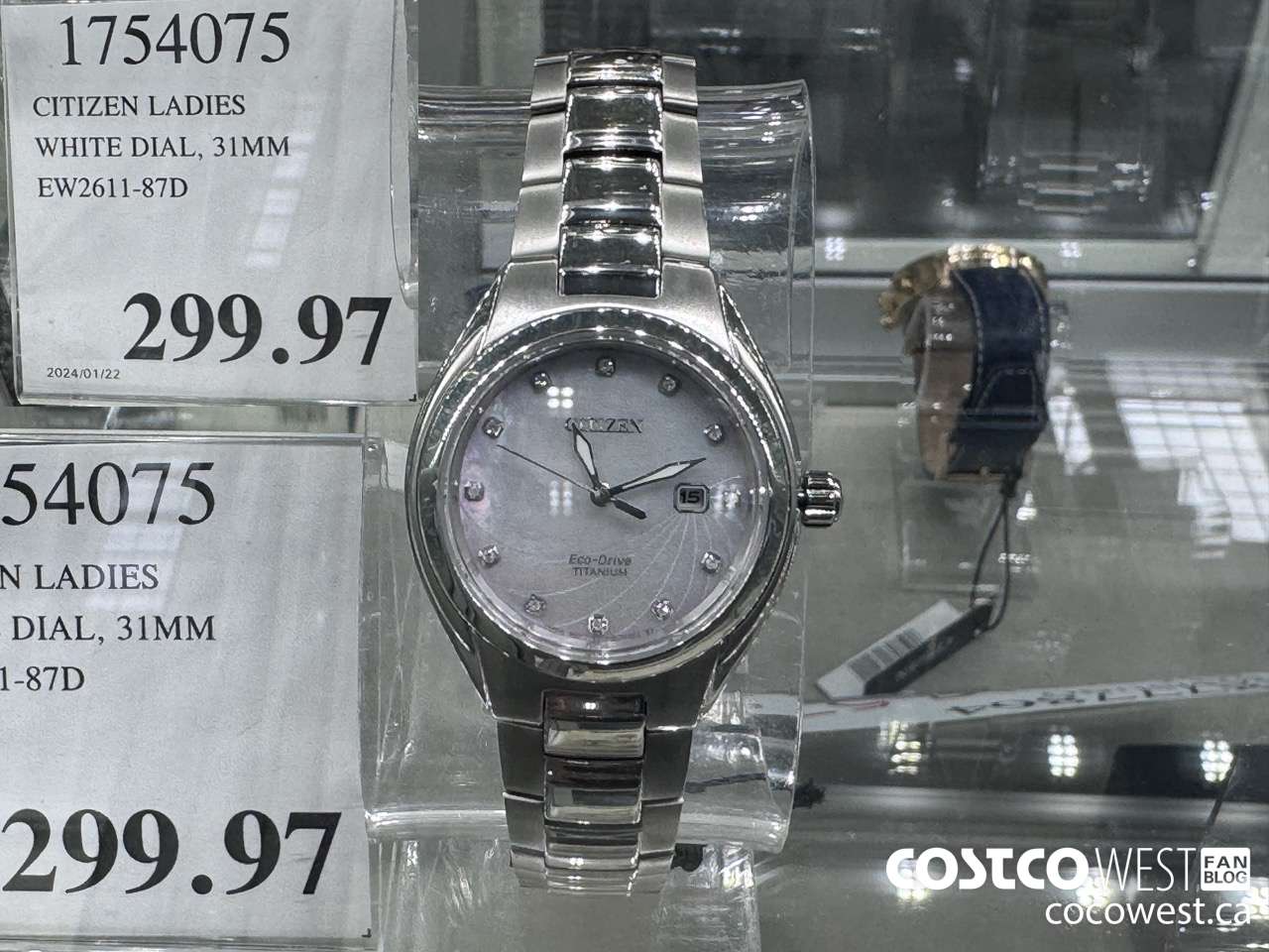 1754075 CITIZEN LADIES WHITE DIAL 31MM EW2611-87D $299.97