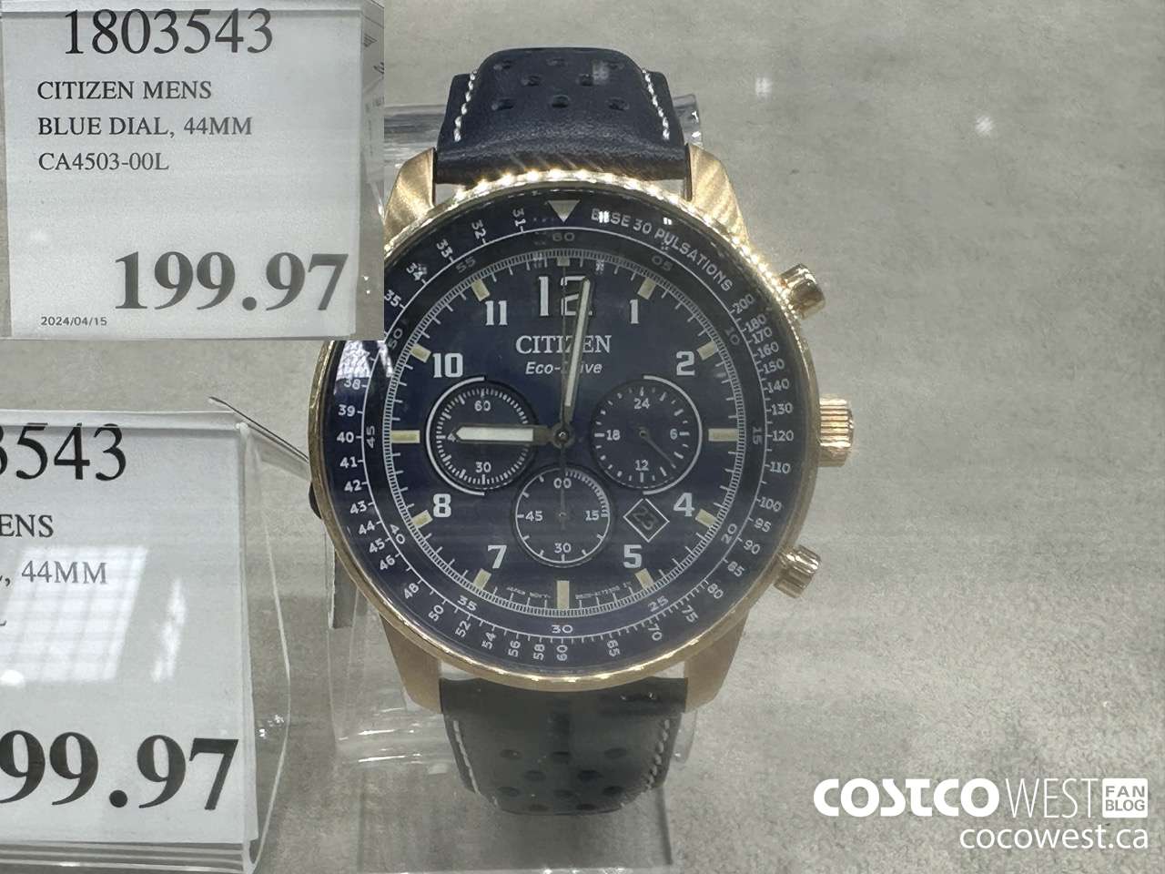 1803543 CITIZEN MENS BLUE DIAL, 44MM CA4503-00L $199.97