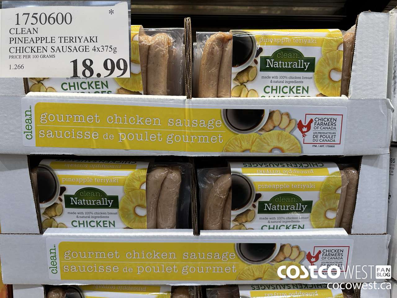 1750600 CLEAN PINEAPPLE TERIYAKI CHICKEN SAUSAGE 4x375g $18.99