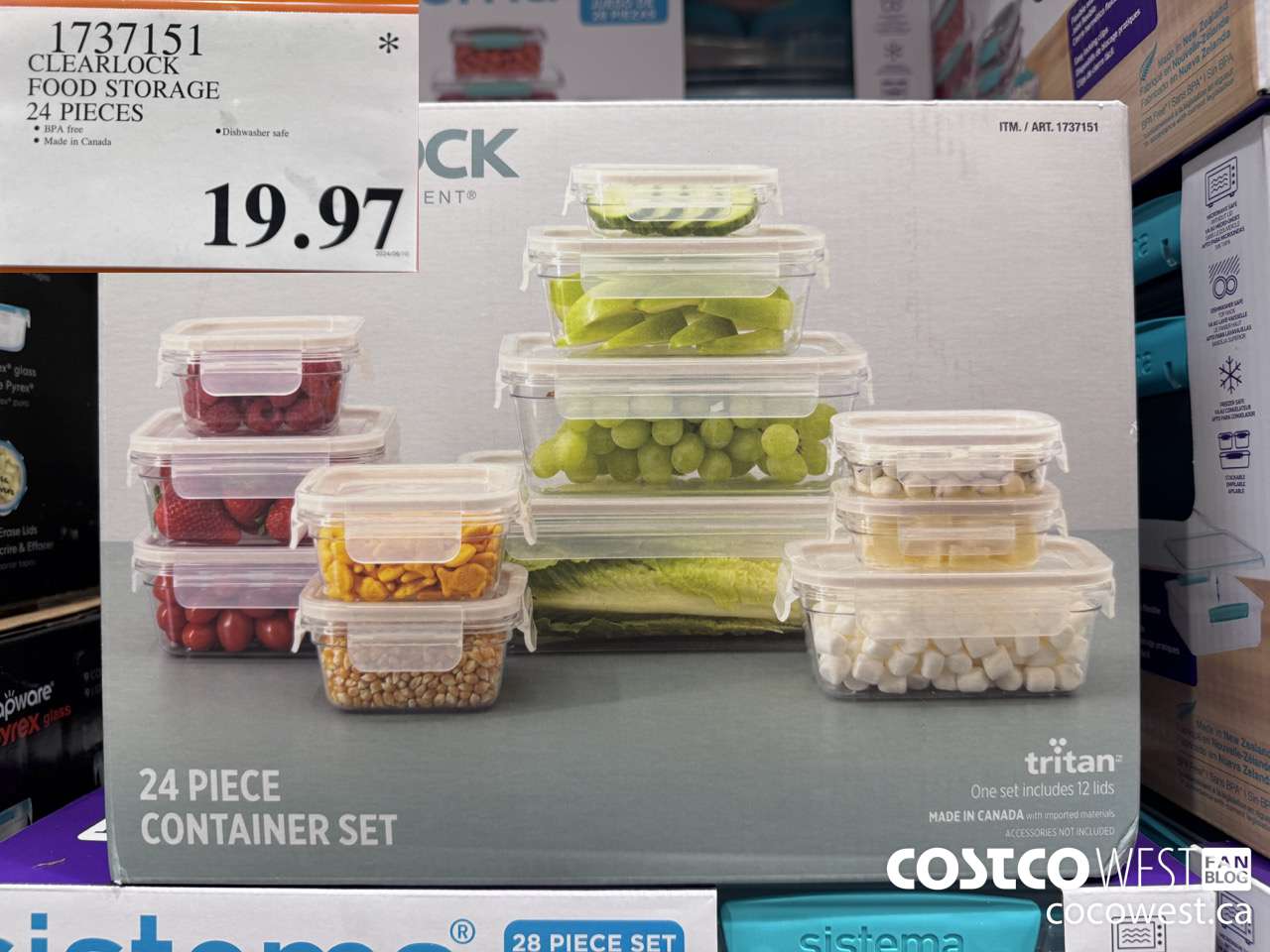1737151 CLEARLOCK FOOD STORAGE 24 PIECES $19.97