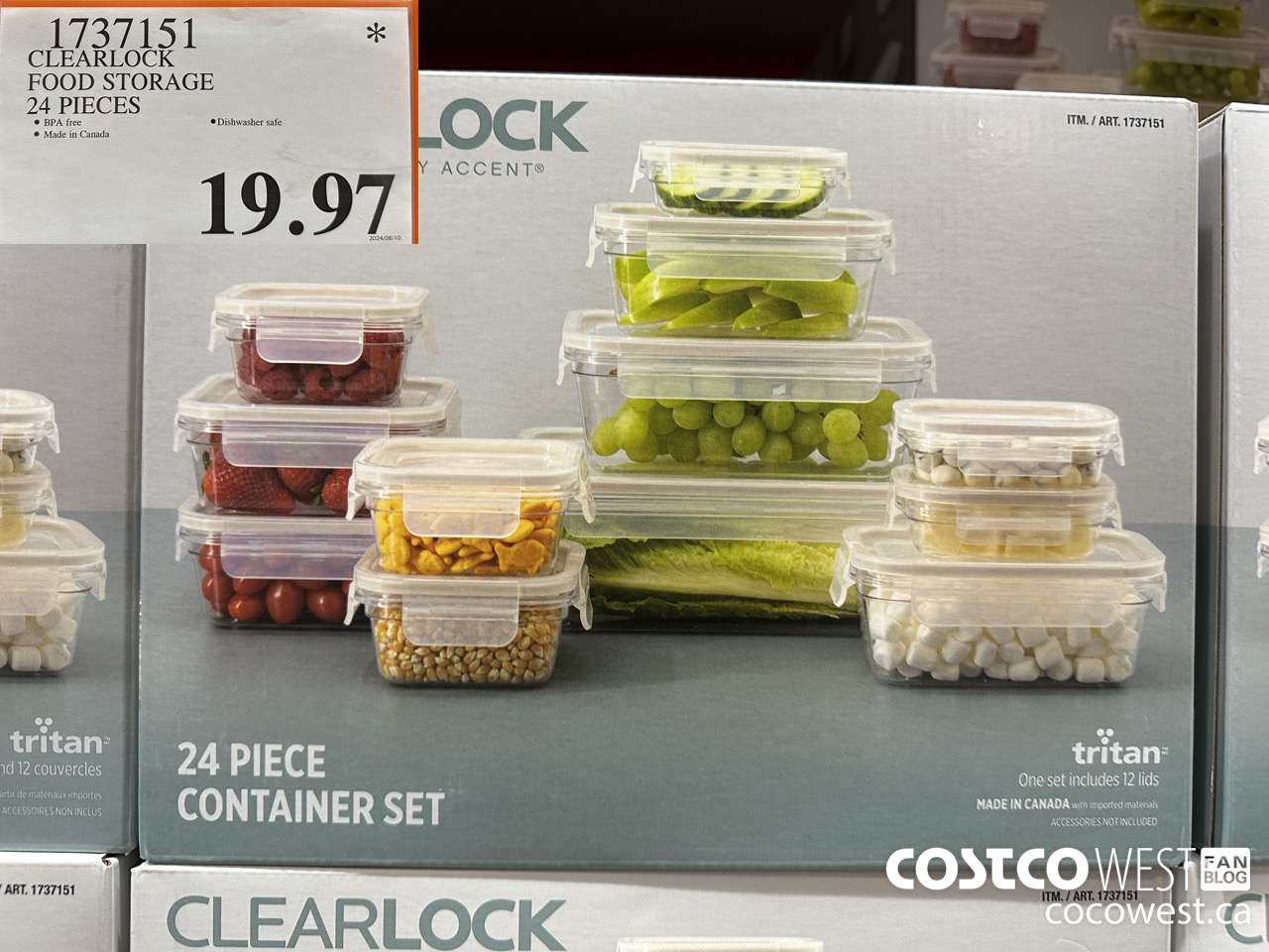1737151 CLEARLOCK FOOD STORAGE 24 PIECES $19.97