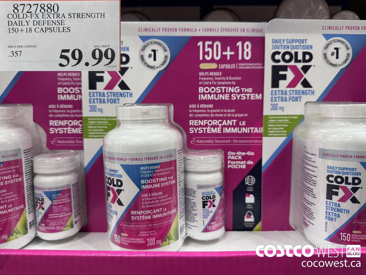 8727880 COLD-FX EXTRA STRENGTH DAILY DEFENSE 150 + 18 CAPSULES $59.99