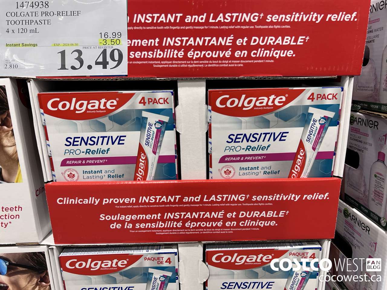 1474938 COLGATE PRO-RELIEF TOOTHPASTE 4 x 120 mL ($3.50 INSTANT SAVINGS EXPIRES ON 2024-06-30) $13.49