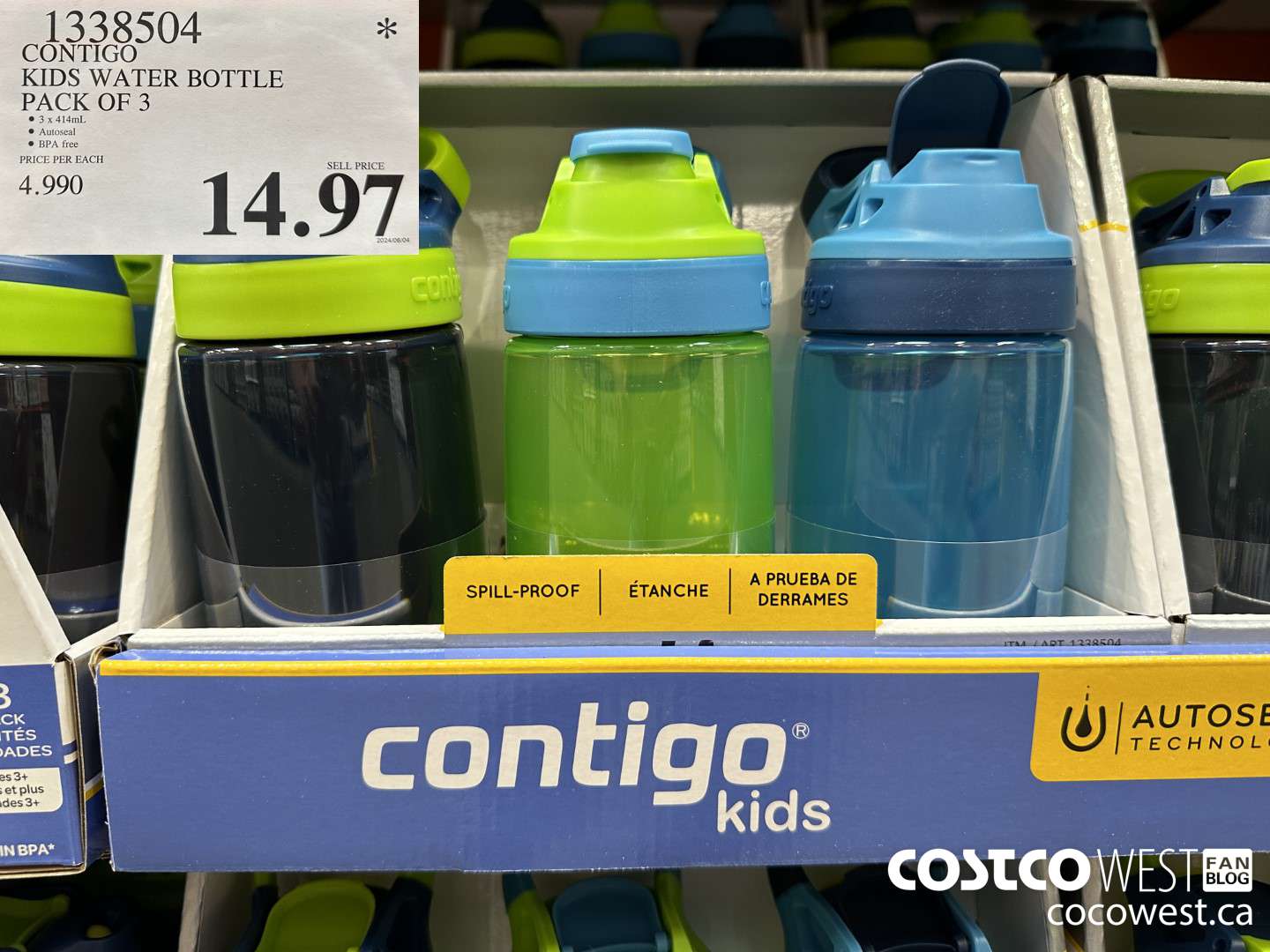1338504 CONTIGO KIDS WATER BOTTLE PACK OF 3 $14.97