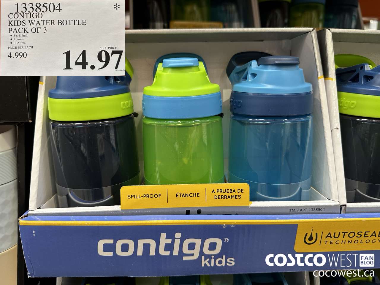 1338504 CONTIGO KIDS WATER BOTTLE PACK OF 3 $14.97