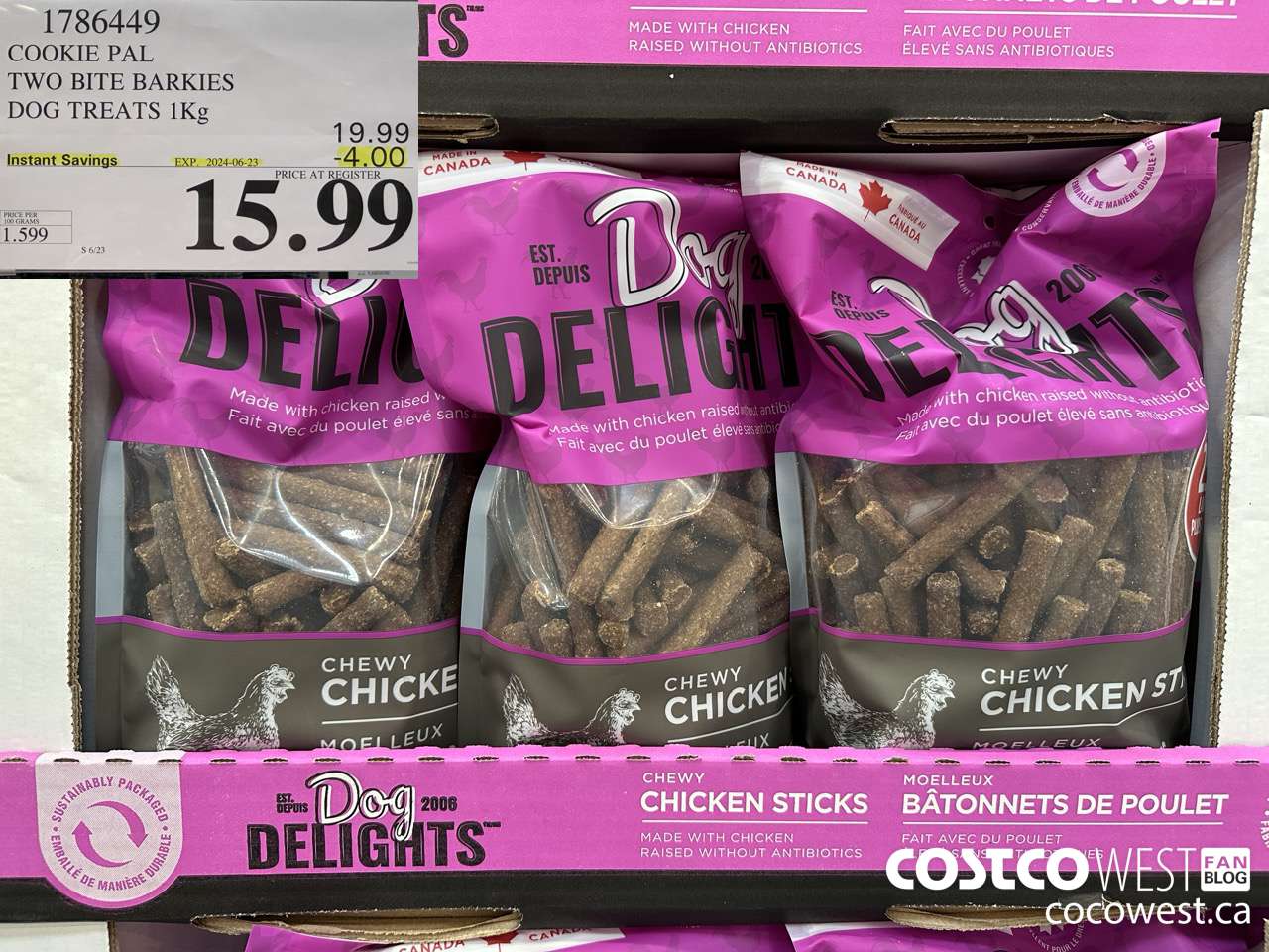 1786449 COOKIE PAL TWO BITE BARKIES DOG TREATS 1KG ($4.00 INSTANT SAVINGS EXPIRES ON 2024-06-23) $15.99