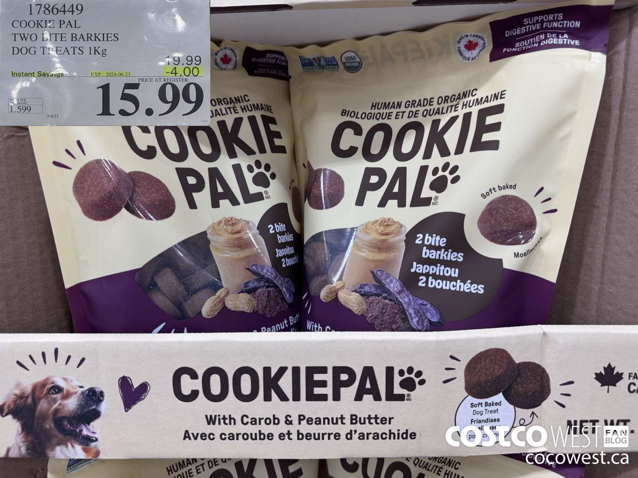 1786449 COOKIE PA TWO BITE BARKIES DOG TREATS 1KG ($4.00 INSTANT SAVINGS EXPIRES ON 2024-06-23) $15.99