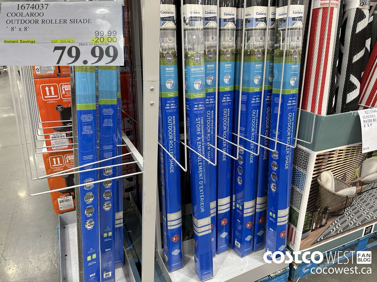 1674037 COOLAROO OUTDOOR ROLLER SHADE 8' X 8' ($20.00 INSTANT SAVINGS EXPIRES ON 2024-06-23) $79.99