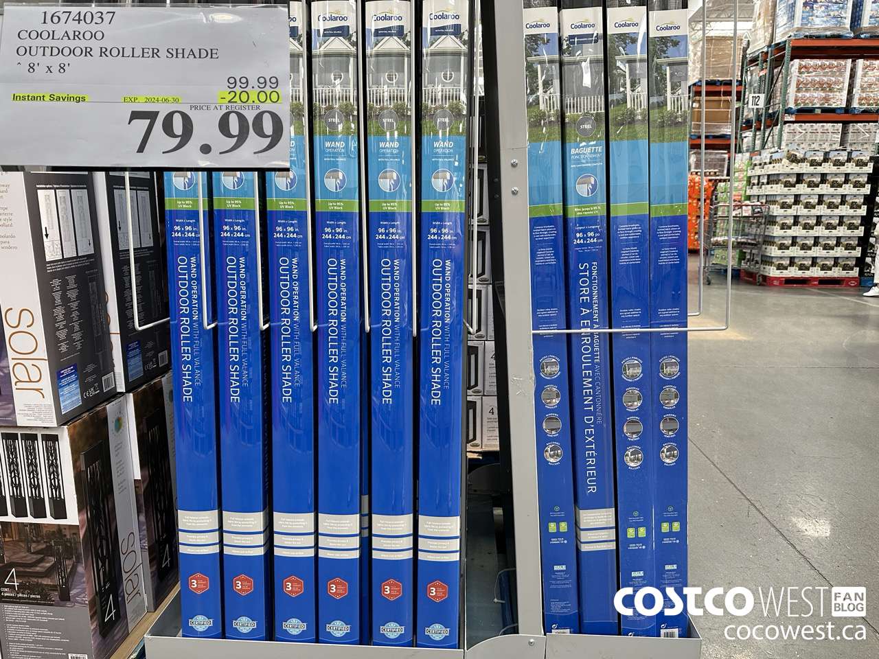 1674037 COOLAROO OUTDOOR ROLLER SHADE 8' X 8' ($20.00 INSTANT SAVINGS EXPIRES ON 2024-06-30) $79.99