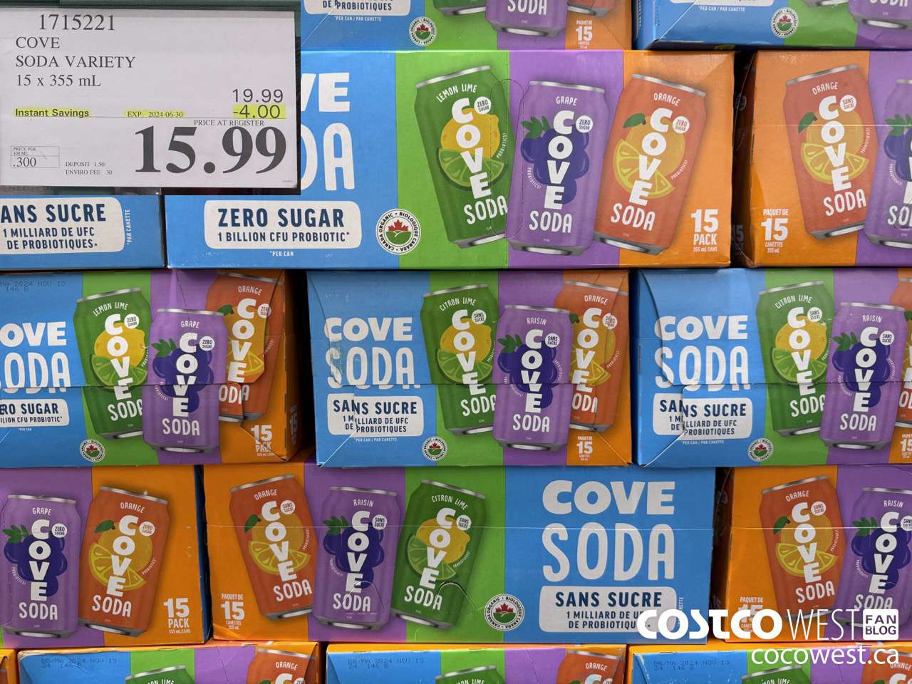 1715221 COVE SODA VARIETY 15 X 355ML ($4.00 INSTANT SAVINGS EXPIRES ON 2024-06-30) $15.99
