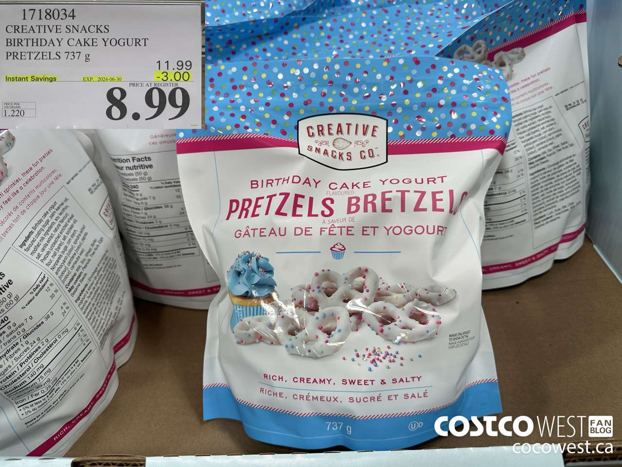 1718034 CREATIVE SNACKS BIRTHDAY CAKE YOGURT PRETZELS 737G ($3.00 INSTANT SAVINGS EXPIRES ON 2024-06-30) $8.99