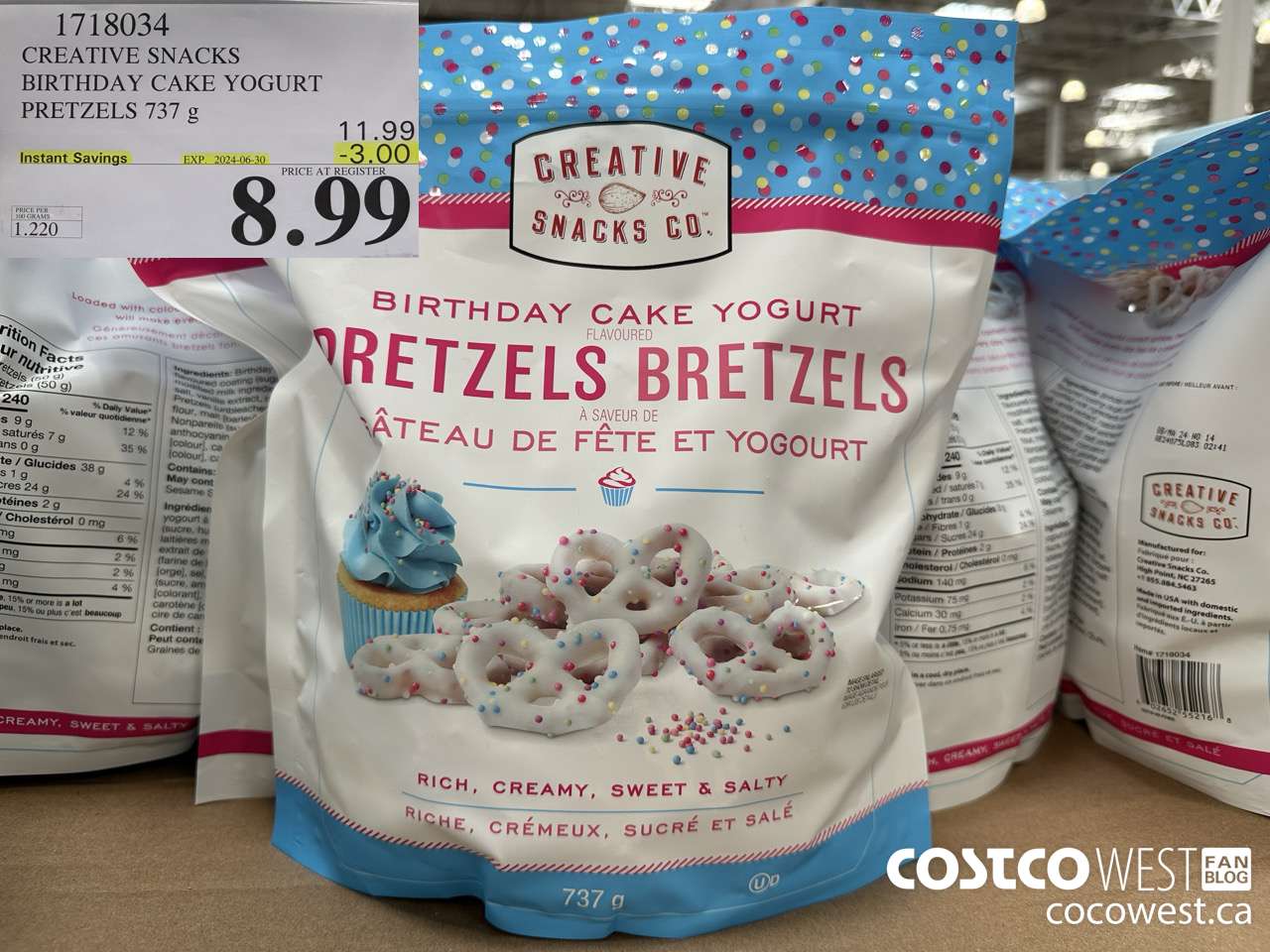 1718034 CREATIVE SNACKS BIRTHDAY CAKE YOGURT PRETZELS 737G ($3.00 INSTANT SAVINGS EXPIRES ON 2024-06-30) $8.99