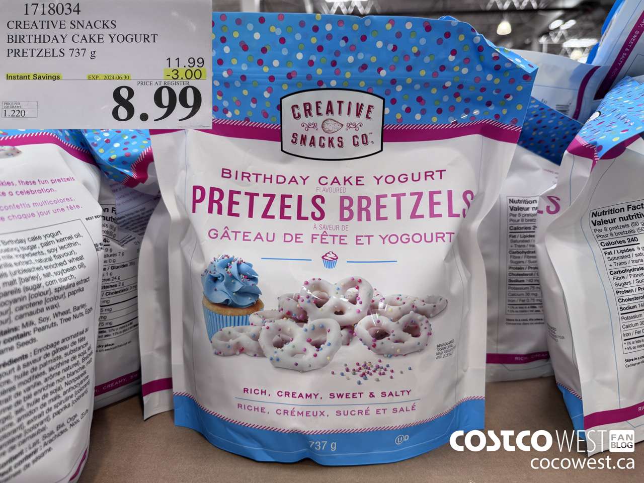 1718034 CREATIVE SNACKS BIRTHDAY CAKE YOGURT PRETZELS 737G ($3.00 INSTANT SAVINGS EXPIRES ON 2024-06-30) $8.99