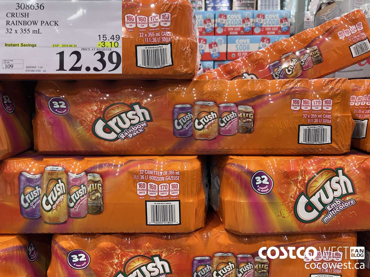 308636 CRUSH RAINBOW PACK 32 X 355 ML ($3.10 INSTANT SAVINGS EXPIRES ON 2024-06-30) $12.39