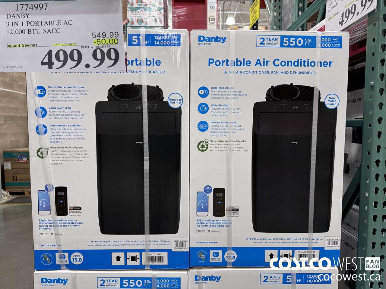 1774997 DANBY 3 IN 1 PORTABLE AC 12,000 BTU SACC ($50.00 INSTANT SAVINGS EXPIRES ON 2024-08-23) $499.99