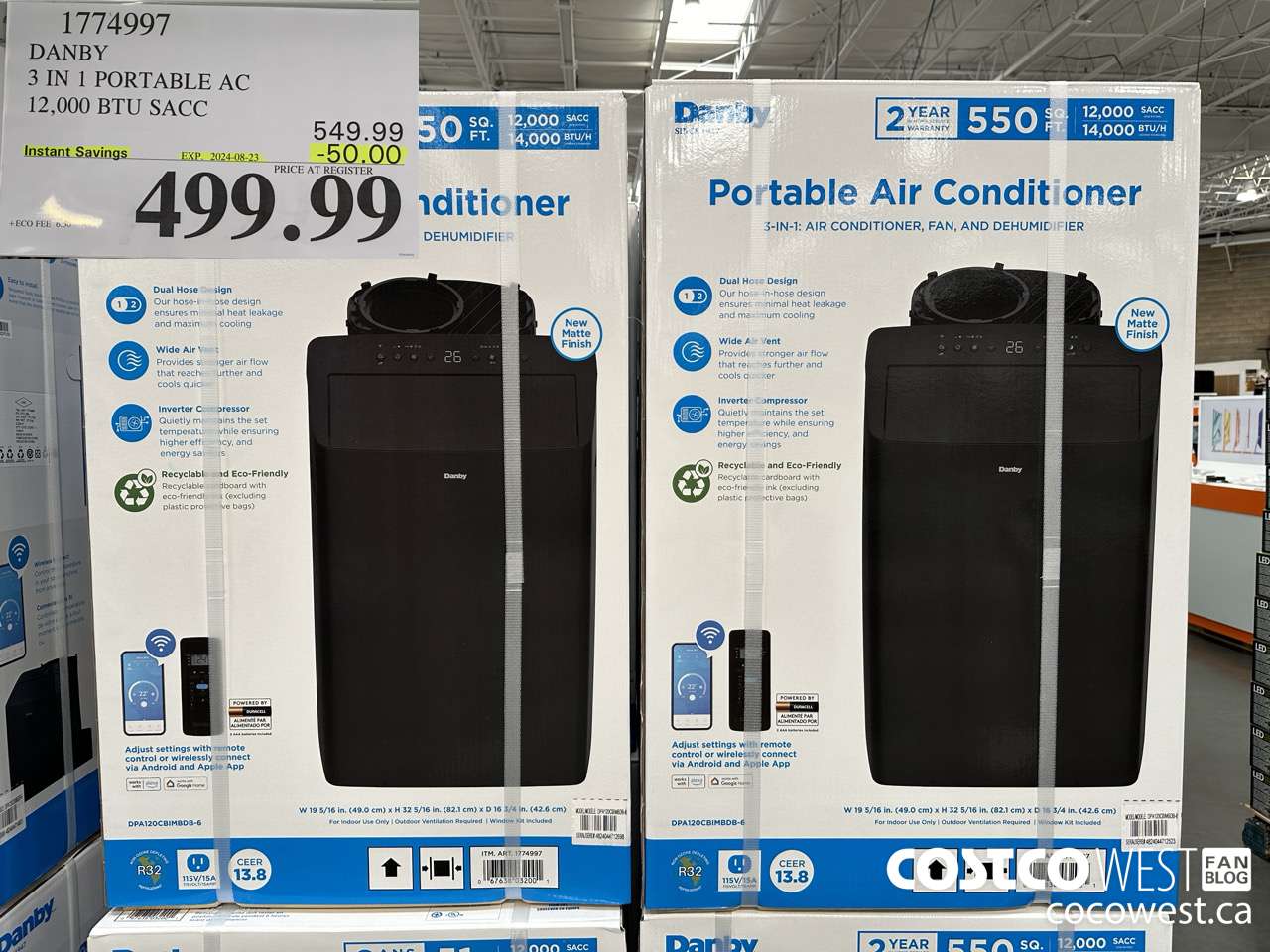 1774997 DANBY 3 IN 1 PORTABLE AC 12,000 BTU SACC ($50.00 INSTANT SAVINGS EXPIRES ON 2024-08-23) $499.99