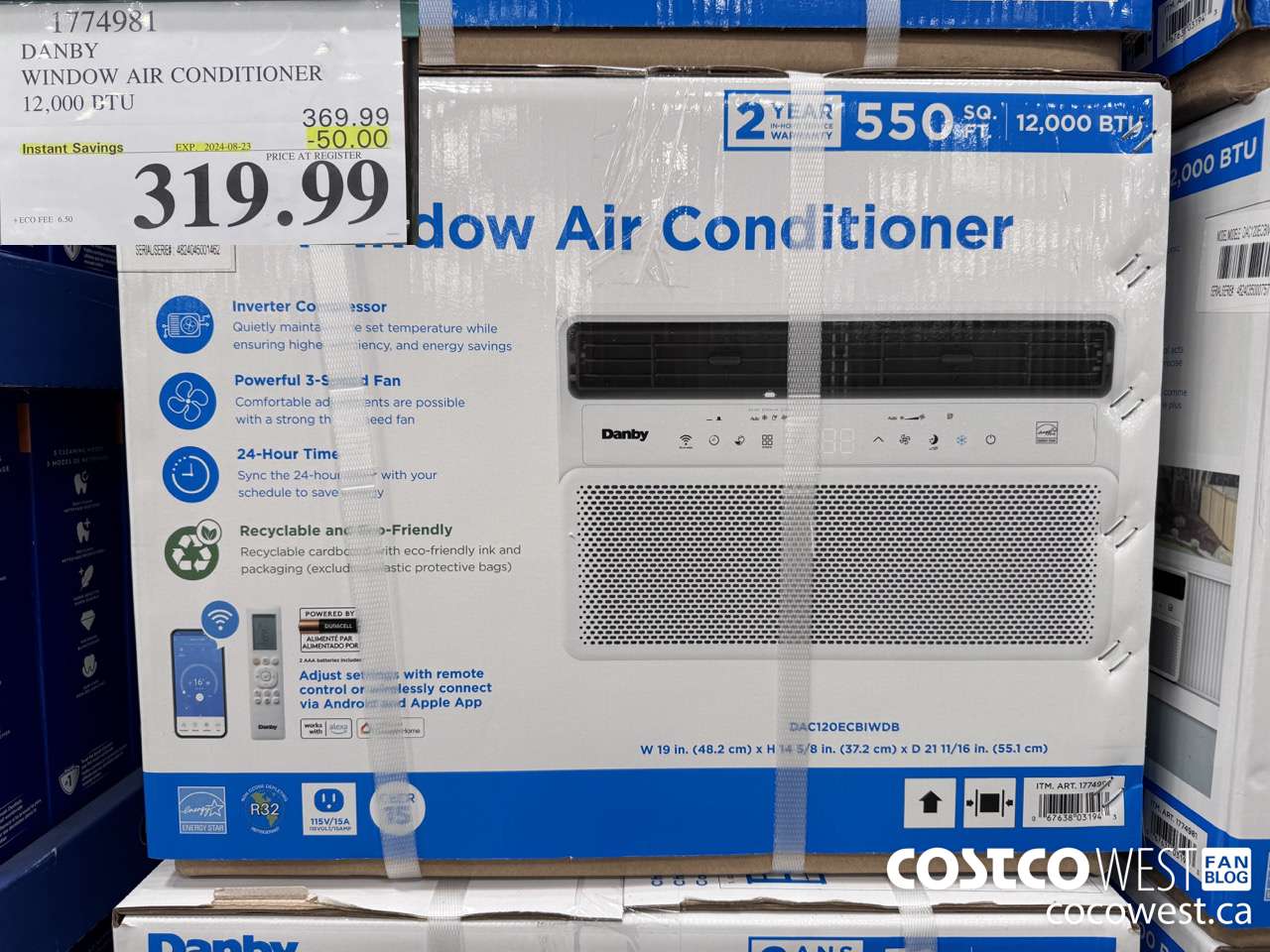 1774981 DANBY WINDOW AIR CONDITIONER 12,000 BTU ($50.00 INSTANT SAVINGS EXPIRES ON 2024-08-23) $319.99
