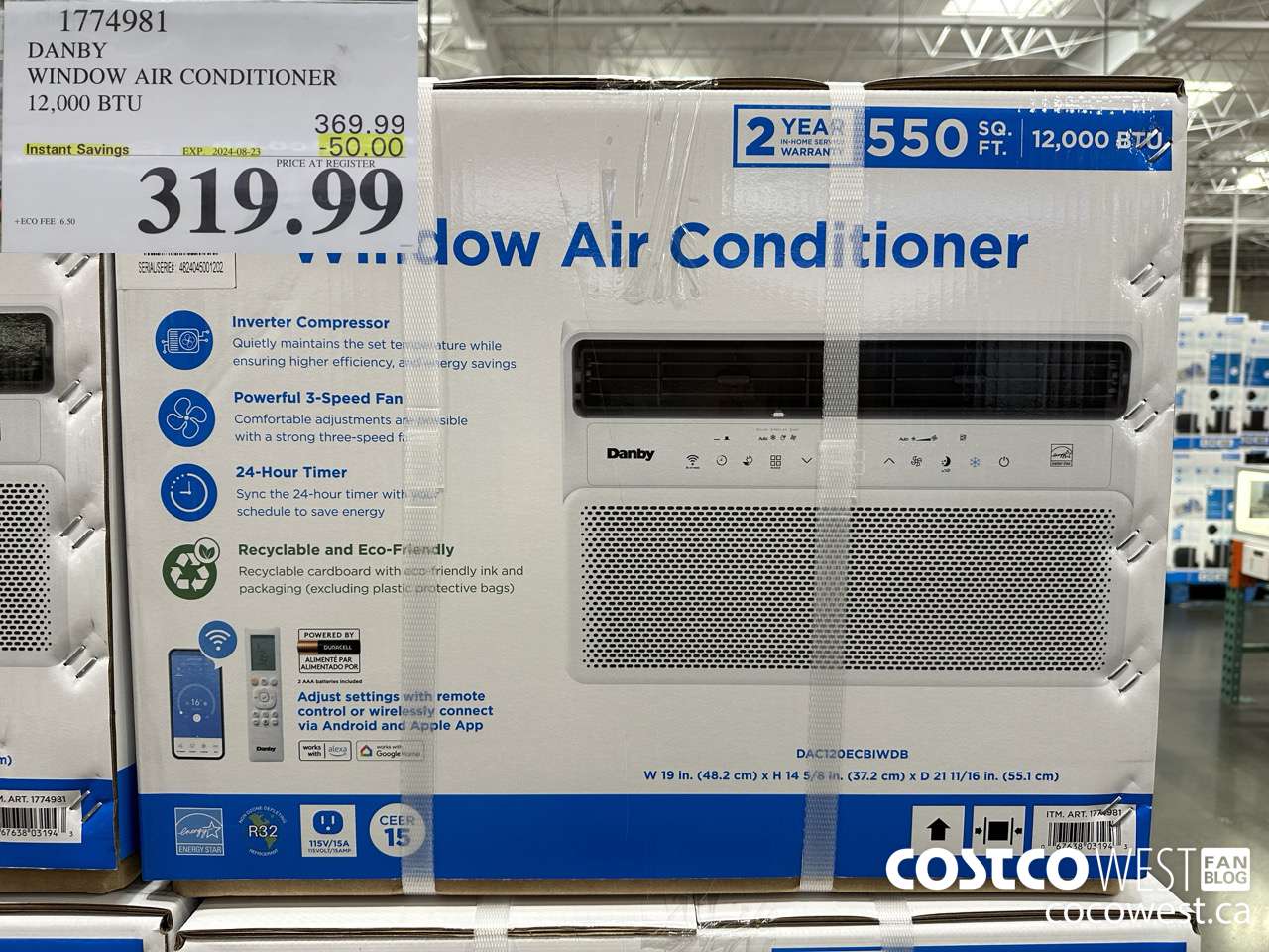 1774981 DANBY WINDOW AIR CONDITIONER 12,000 BTU ($50.00 INSTANT SAVINGS EXPIRES ON 2024-08-23) $319.99