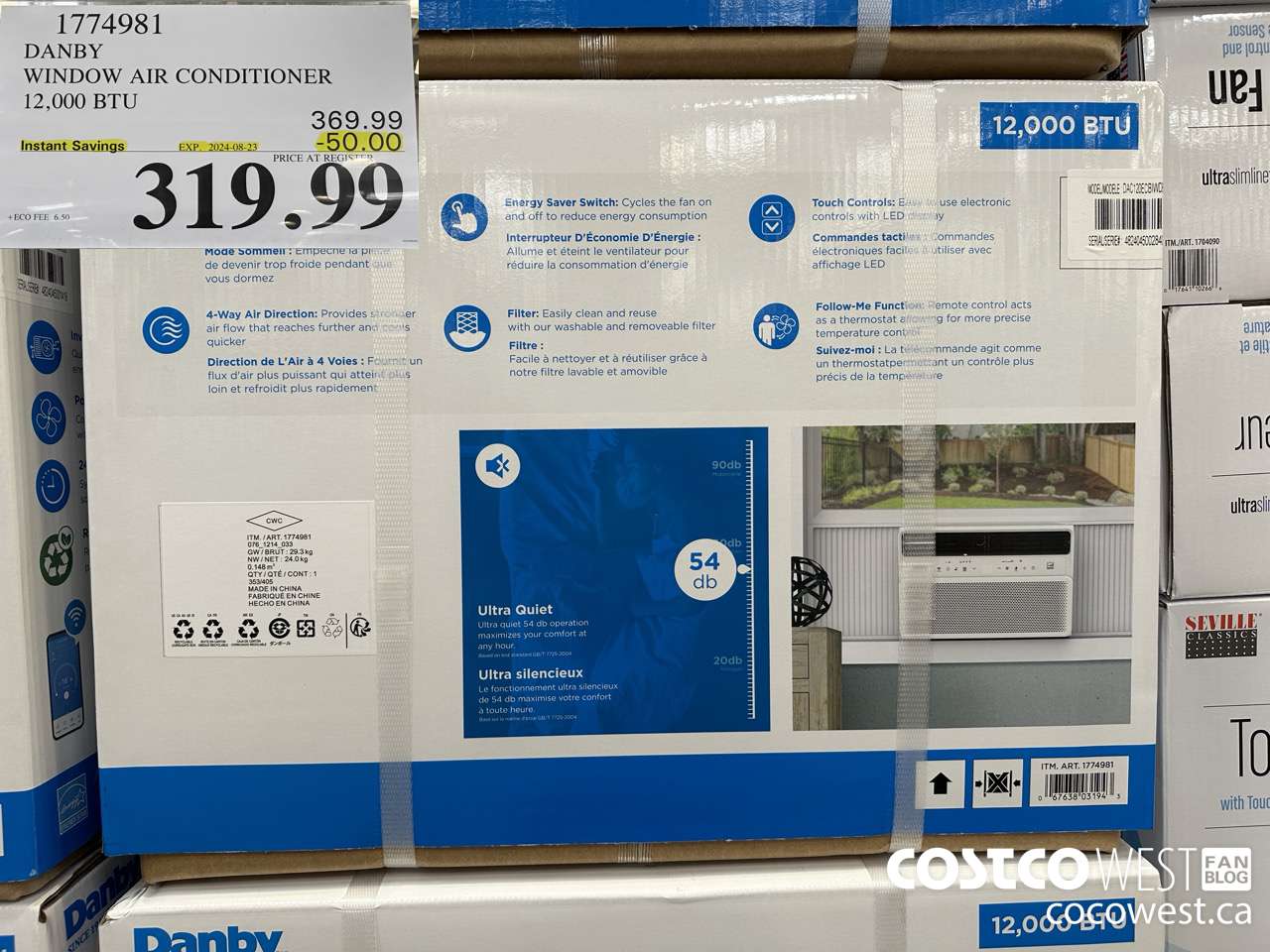 1774981 DANBY WINDOW AIR CONDITIONER 12,000 BTU ($50.00 INSTANT SAVINGS EXPIRES ON 2024-08-23) $319.99