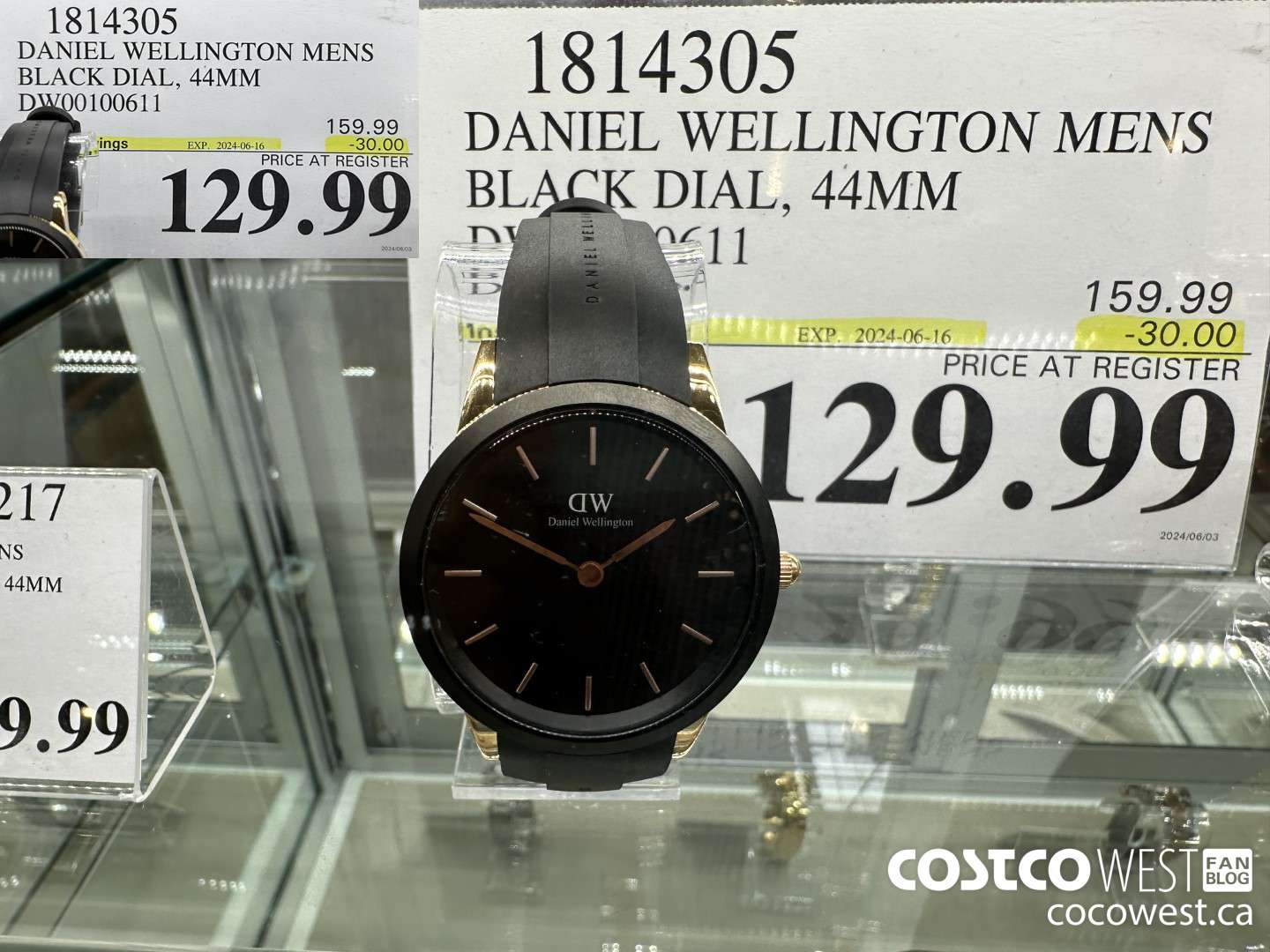 1814305 DANIEL WELLINGTON MENS BLACK DIAL, 44MM DW00100611 ($30.00 INSTANT SAVINGS EXPIRES ON 2024-06-16) $129.99