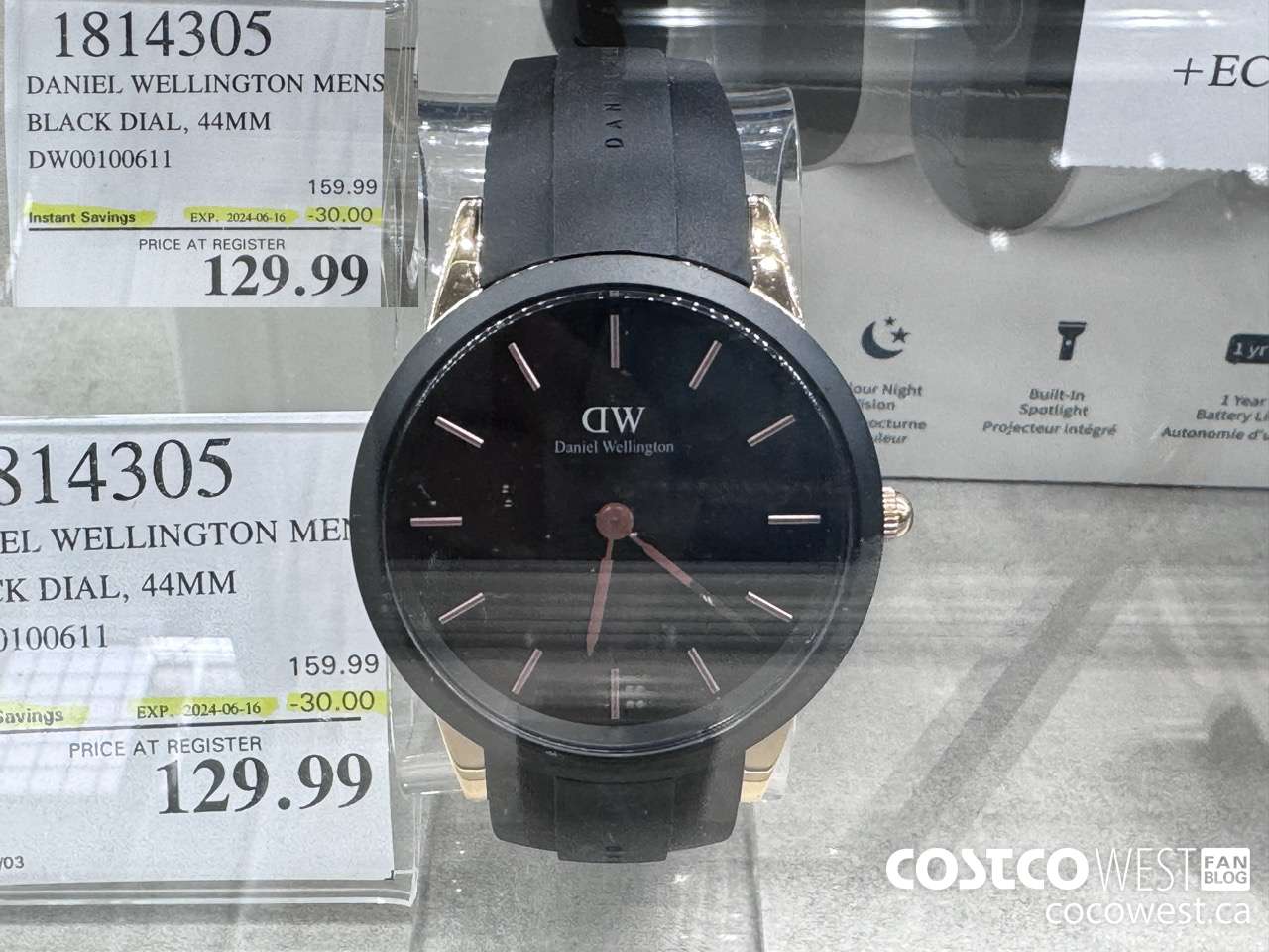 1814305 DANIEL WELLINGTON MENS BLACK DIAL, 44MM DW00100611 ($30.00 INSTANT SAVINGS EXPIRES ON 2024-06-16) $129.99