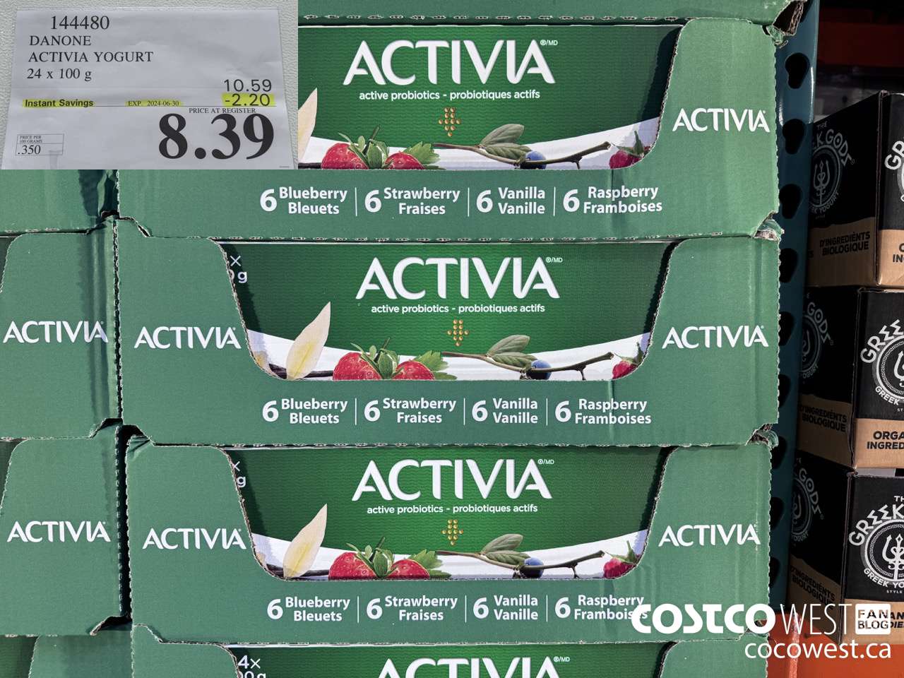 144480 DANONE ACTIVIA YOGURT 24 x 100 g ($2.20 INSTANT SAVINGS EXPIRES ON 2024-06-30) $8.39